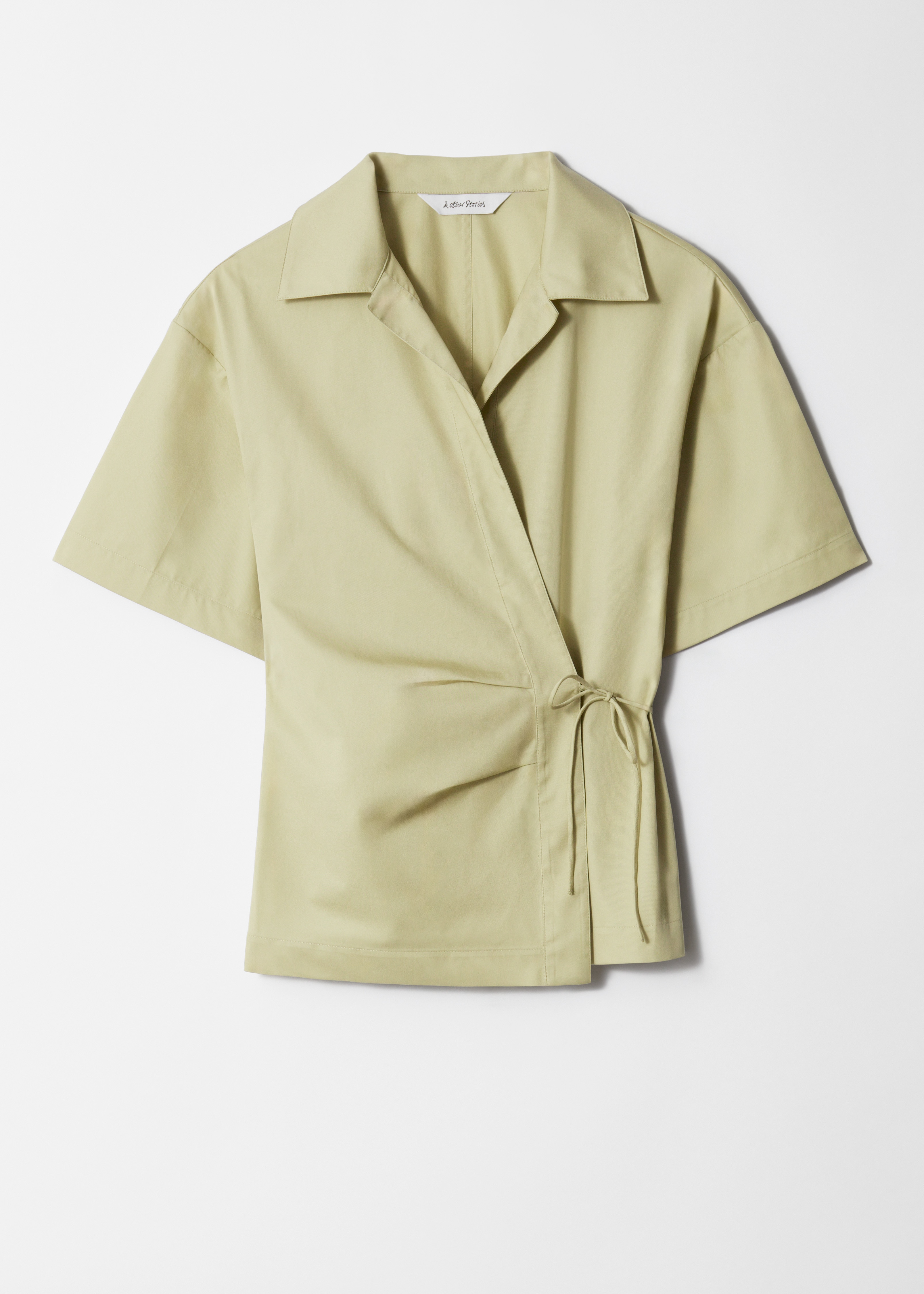 Chemise cache-cœur à manches courtes - Jaune poudré/Noir