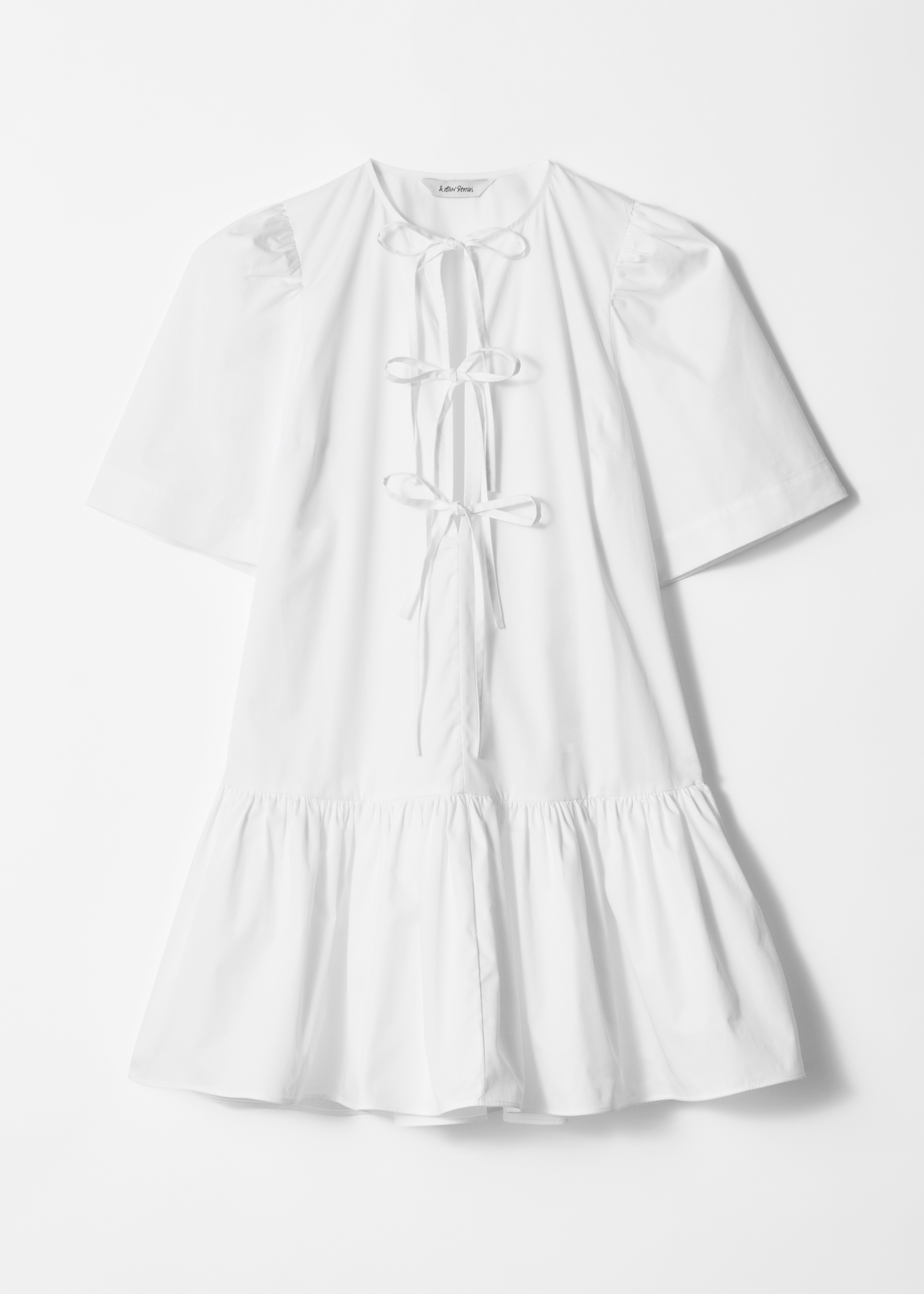 Minivestido com peplum - Branco/Riscas vermelhas/amarelas/Rosa escuro