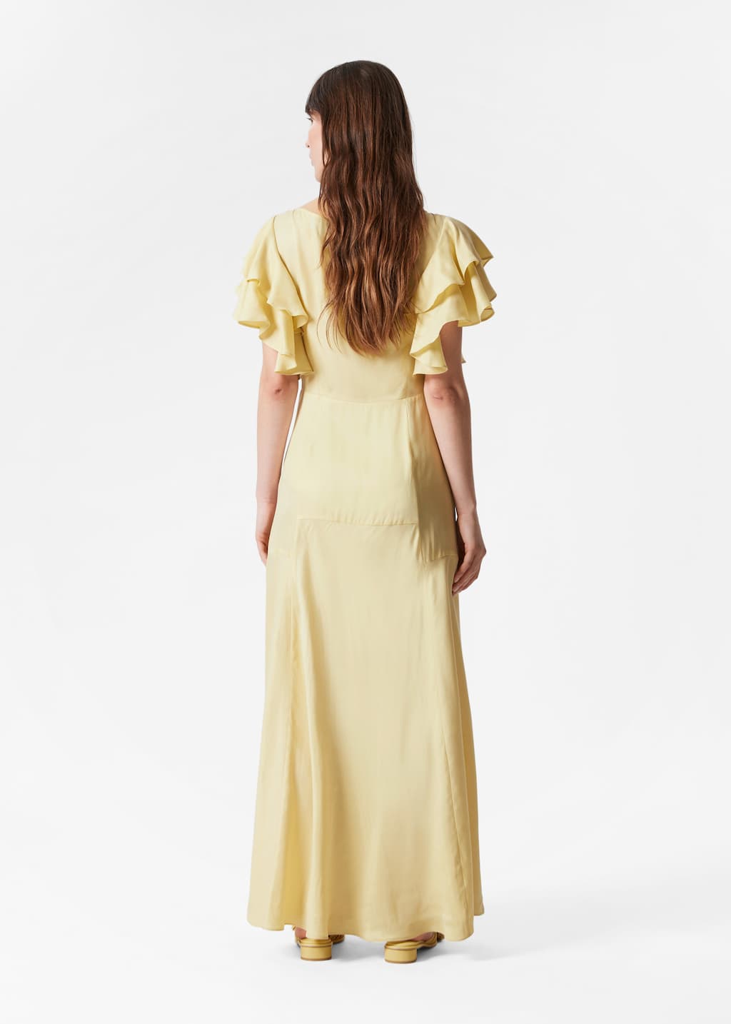 Image of Maxikleid aus Satin mit Volants