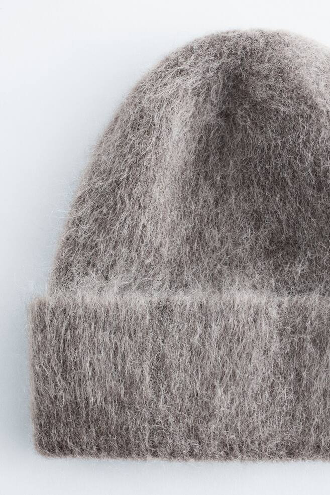 Gorro de efecto cepillado en mezcla de mohair-Gris oscuro jaspeado - 4