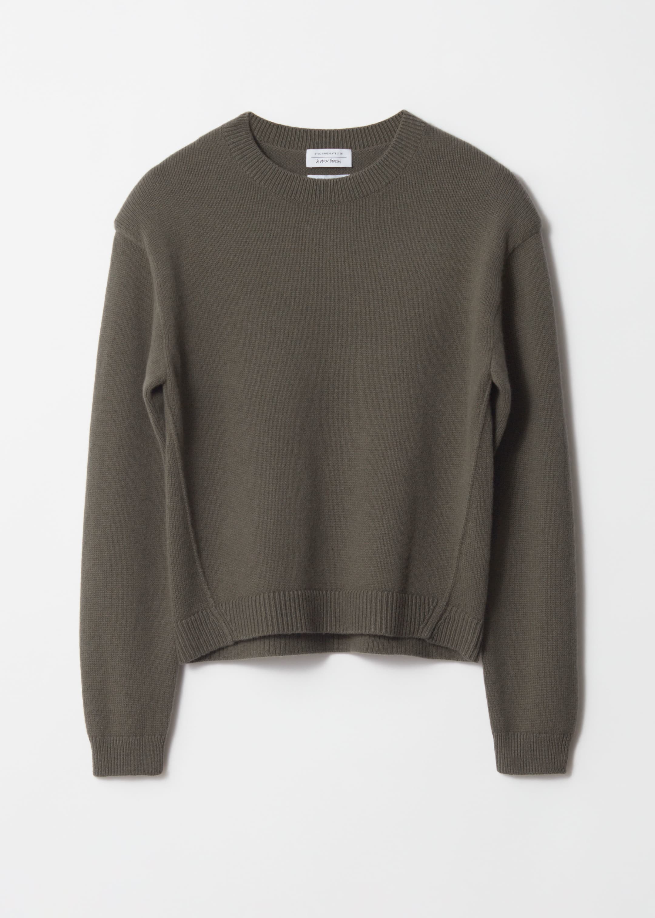Ingrandisci l'immagine: Padded-Shoulder Merino Jumper - Khaki - DONNA | H&M CH 1