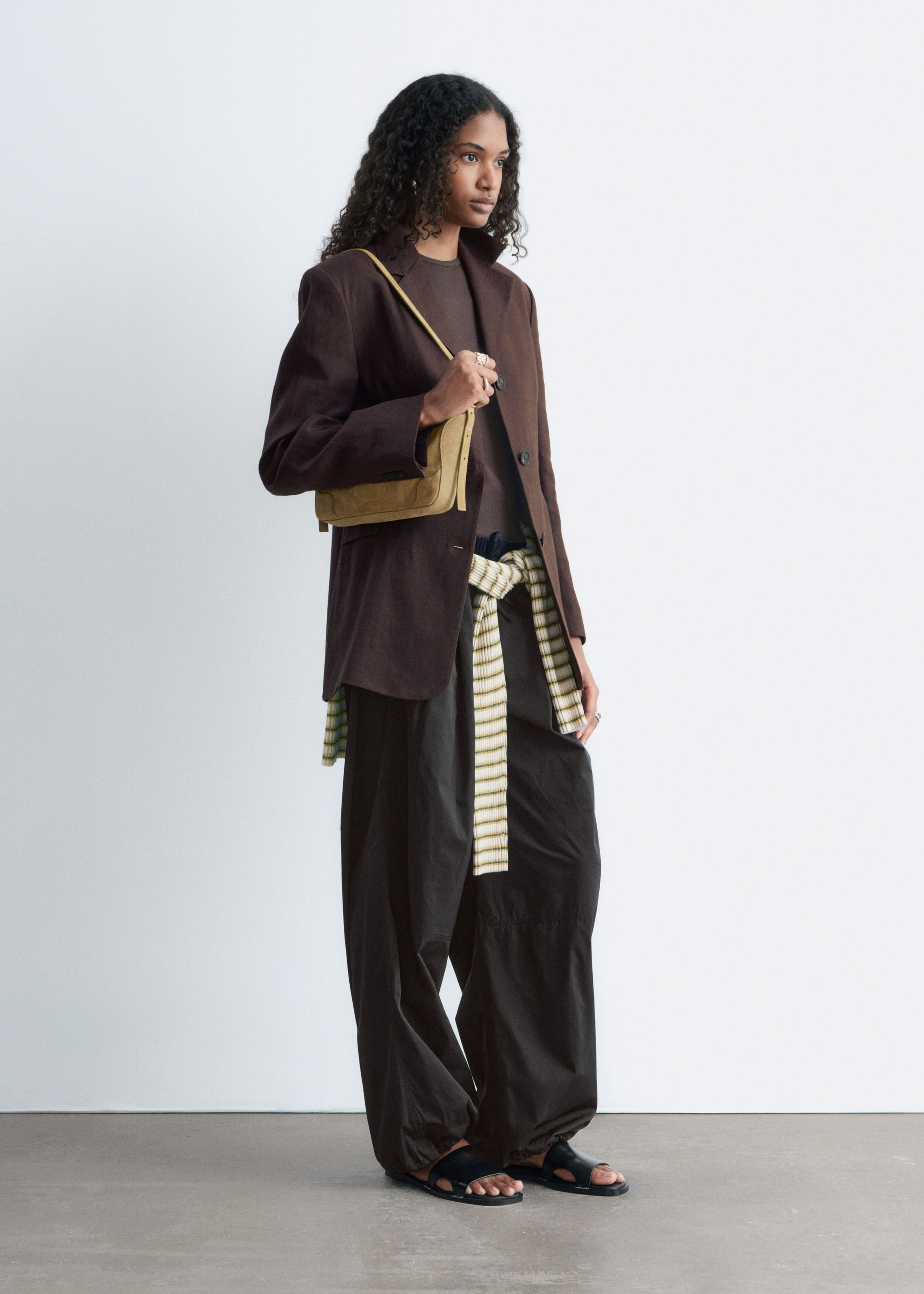 Image of Drawstring Barrel Leg Trousers