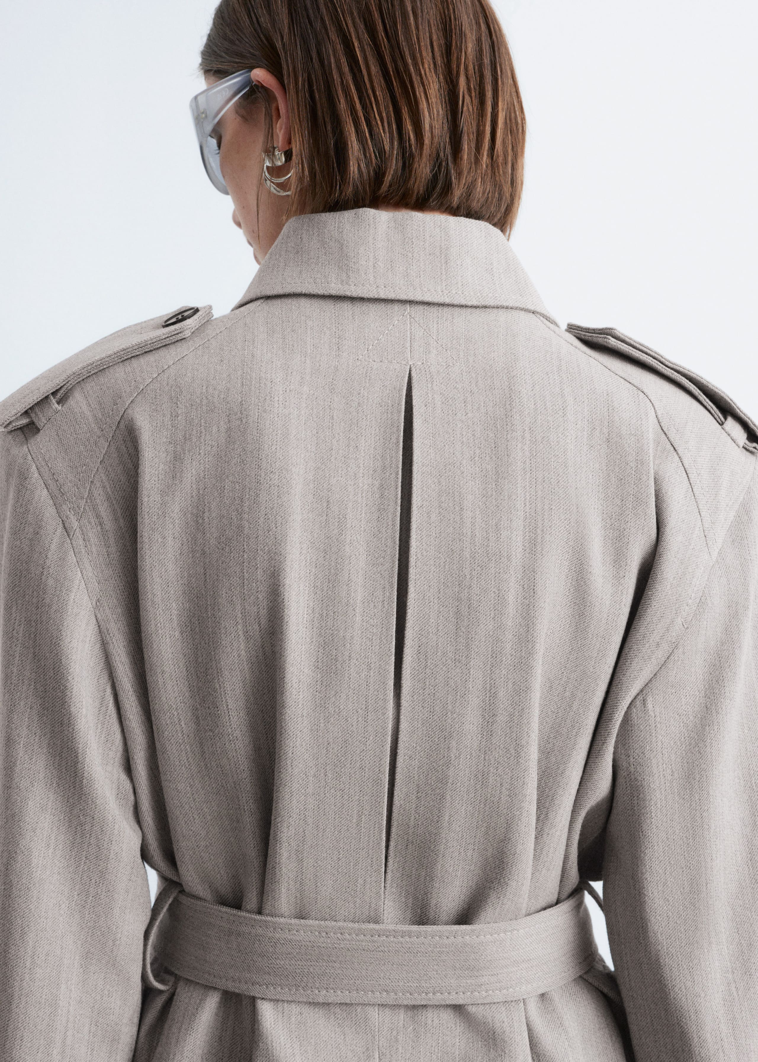 Image of Wool Tie-Belt Trench Coat