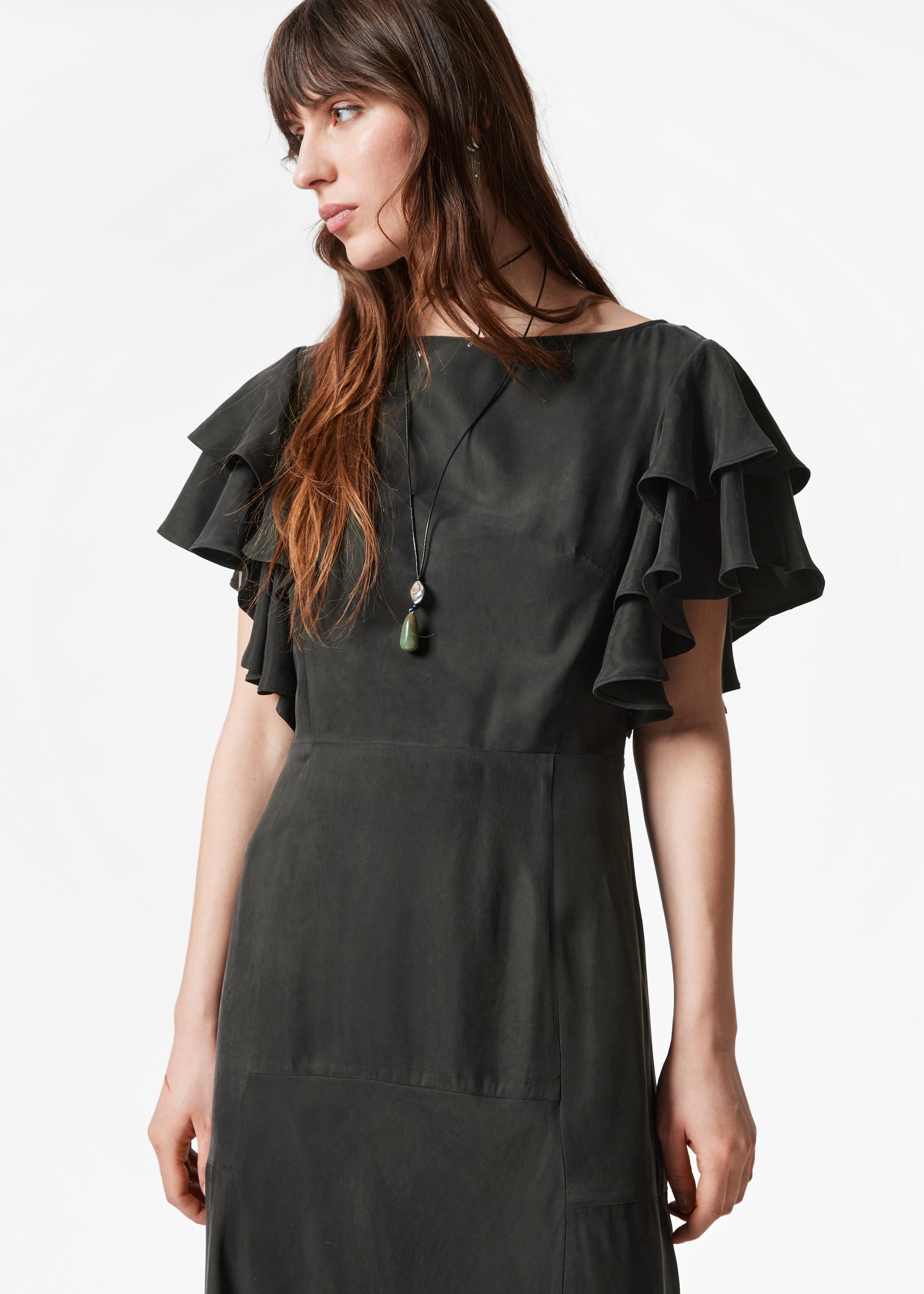 Visualizza immagine più grande: Maxi abito in raso con gale - Nero - DONNA | H&M IT 2