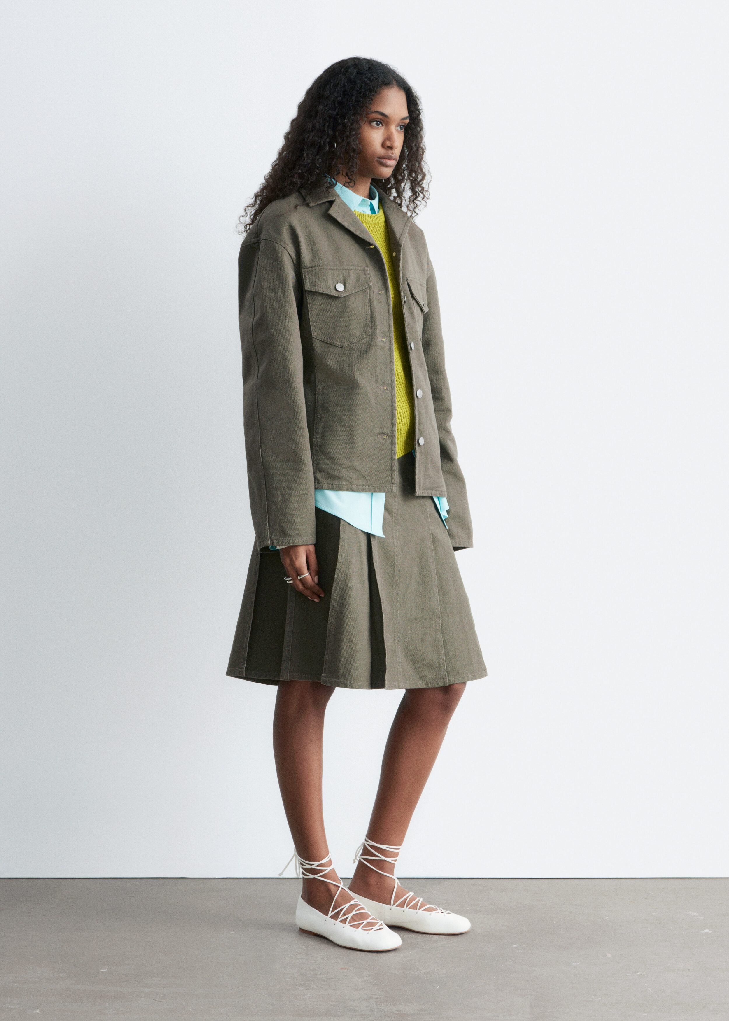 Tapered Cotton Jacket - Khaki Green - & Other Stories US