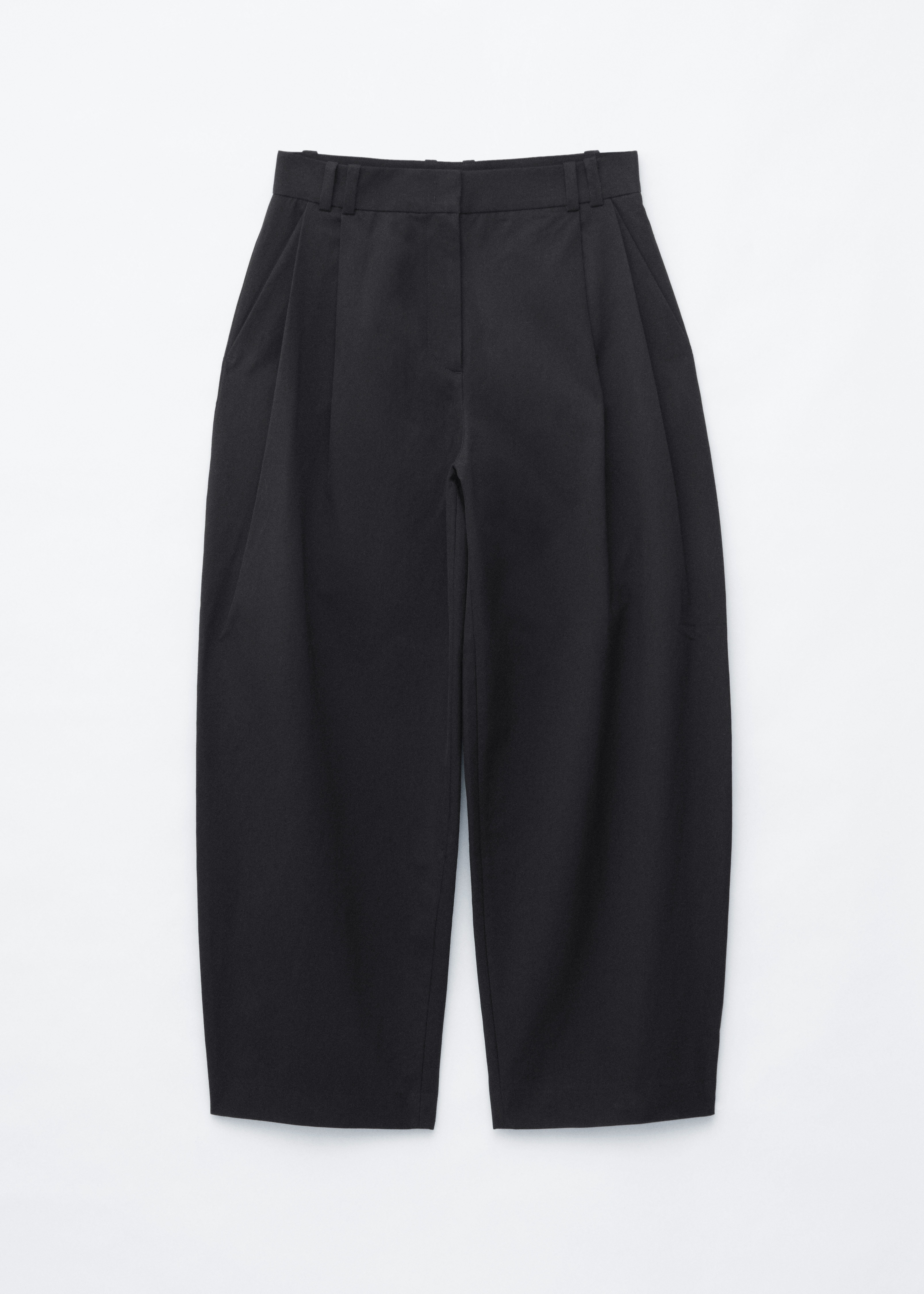 Barrel‑Leg Cropped Trousers - Black/Dark Brown/Off White