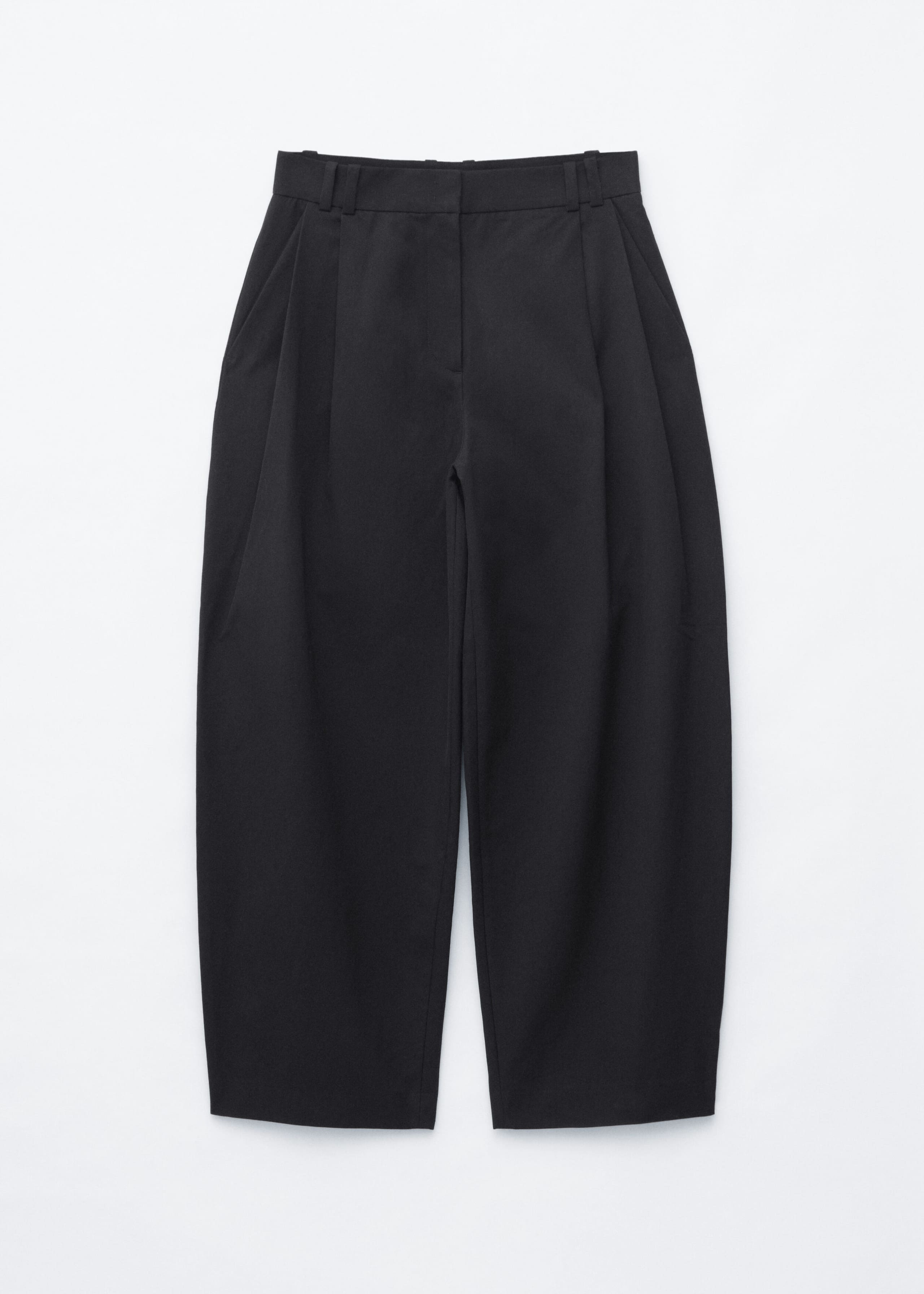 Barrel‑Leg Cropped Trousers - Black - Still Life