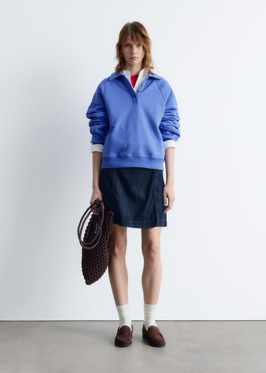 & Other Stories Collared Polo Sweatshirt In Blue