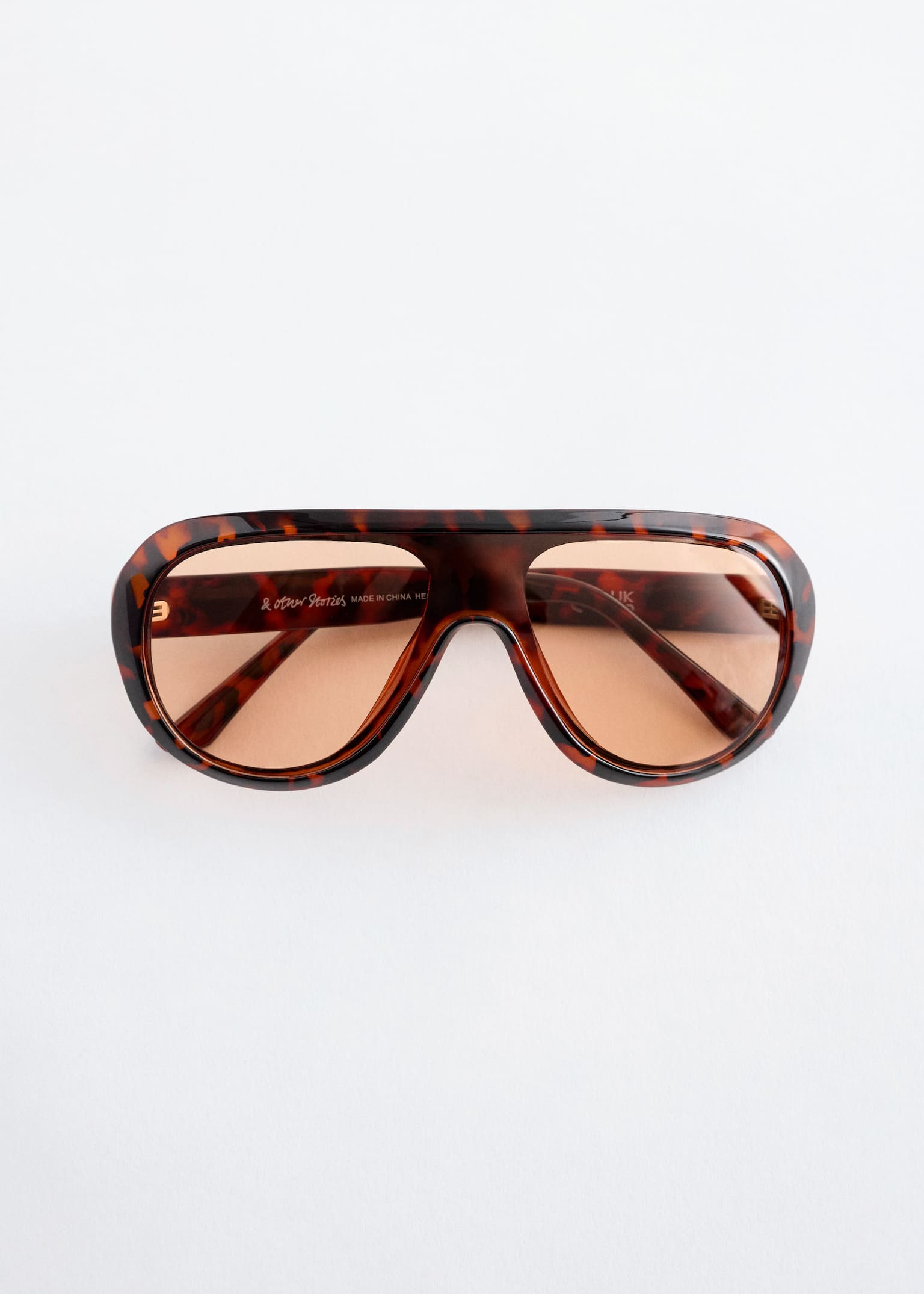 Markante Sonnenbrille mit Pilotenrahmen - Dunkelbraunes Schildpatt