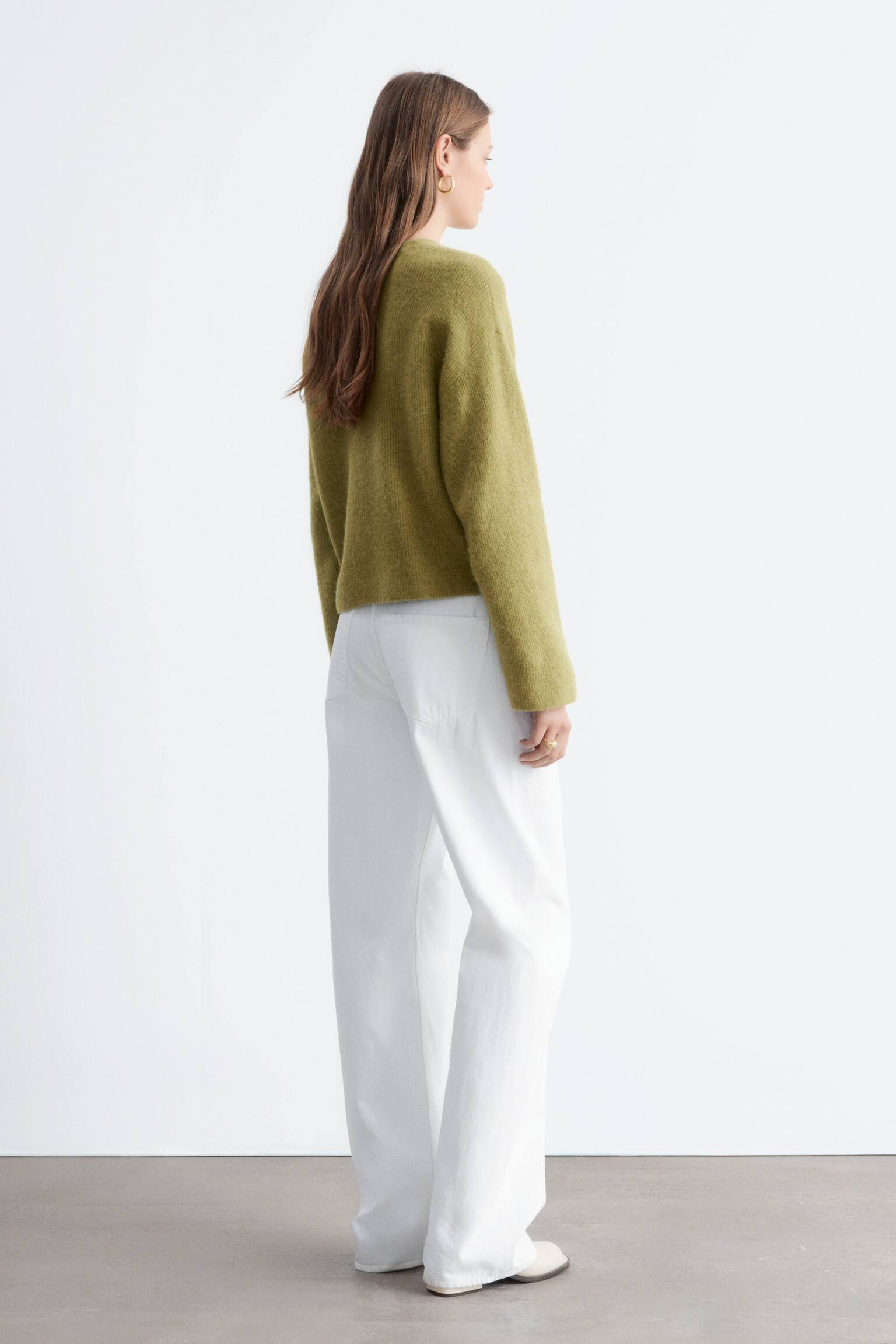 Gebreid vest van alpacawolmix - Groen/Beige/Wit/Pastelgeel/Grijs/Oudroze - 6