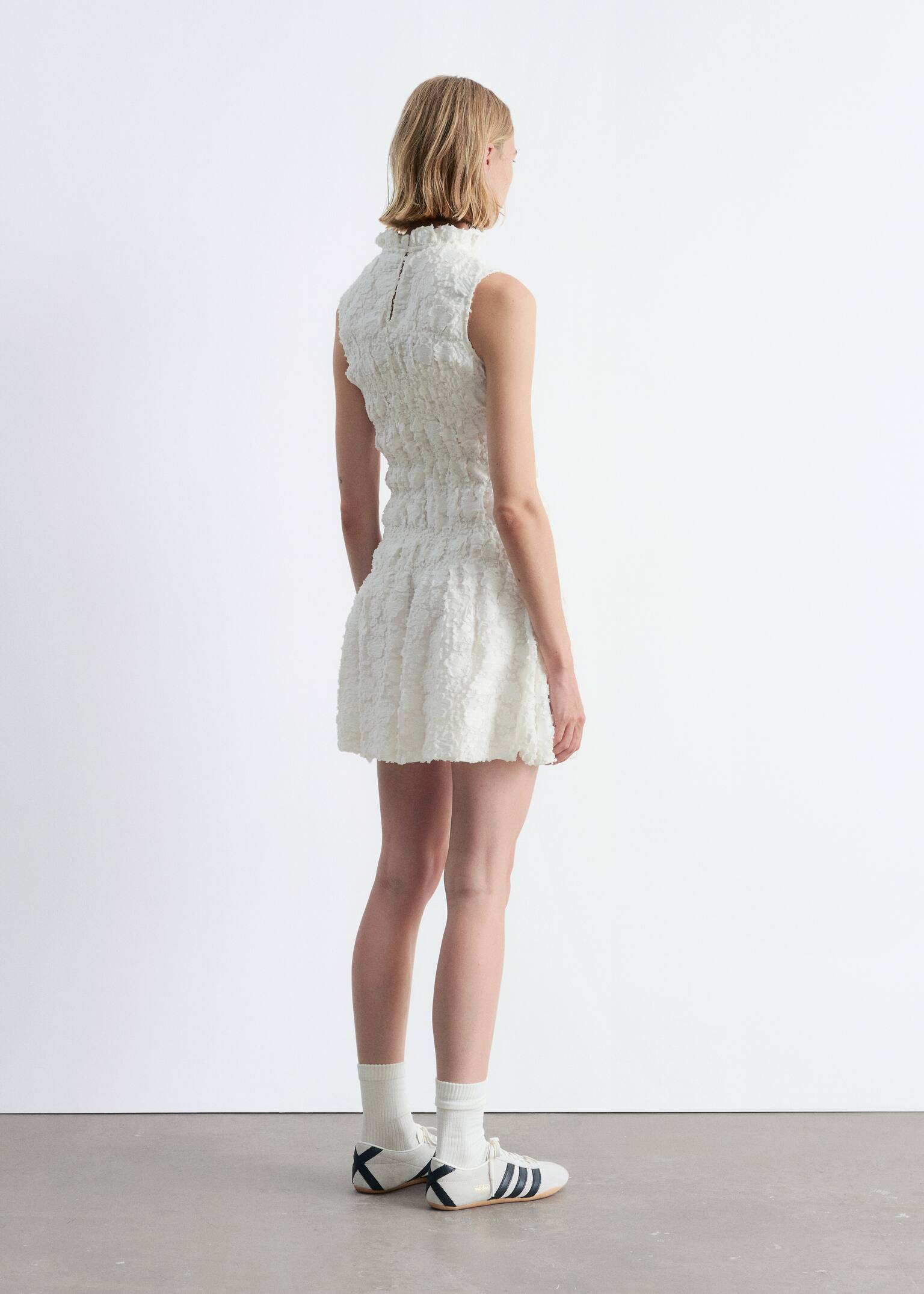 Rochie mini smock - Alb/Galben/Model floral - 5