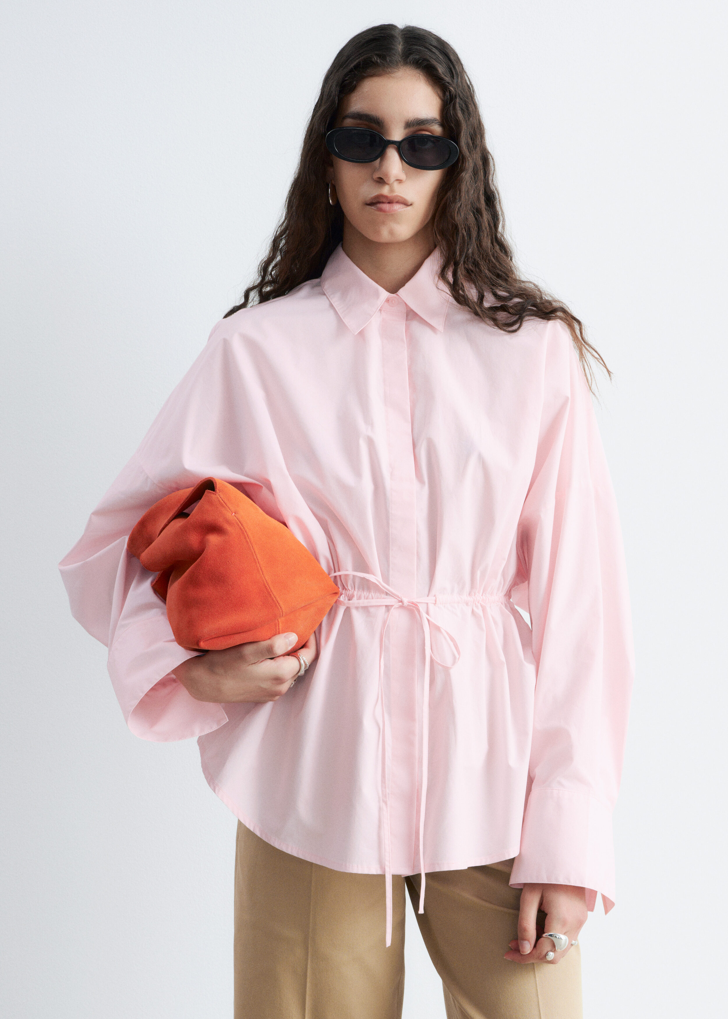 Cotton Poplin Drawstring Shirt