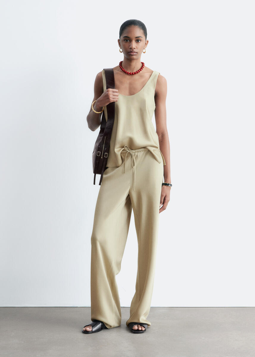 & Other Stories Donna Beige Pantaloni In Twill Con Coulisse -, 44