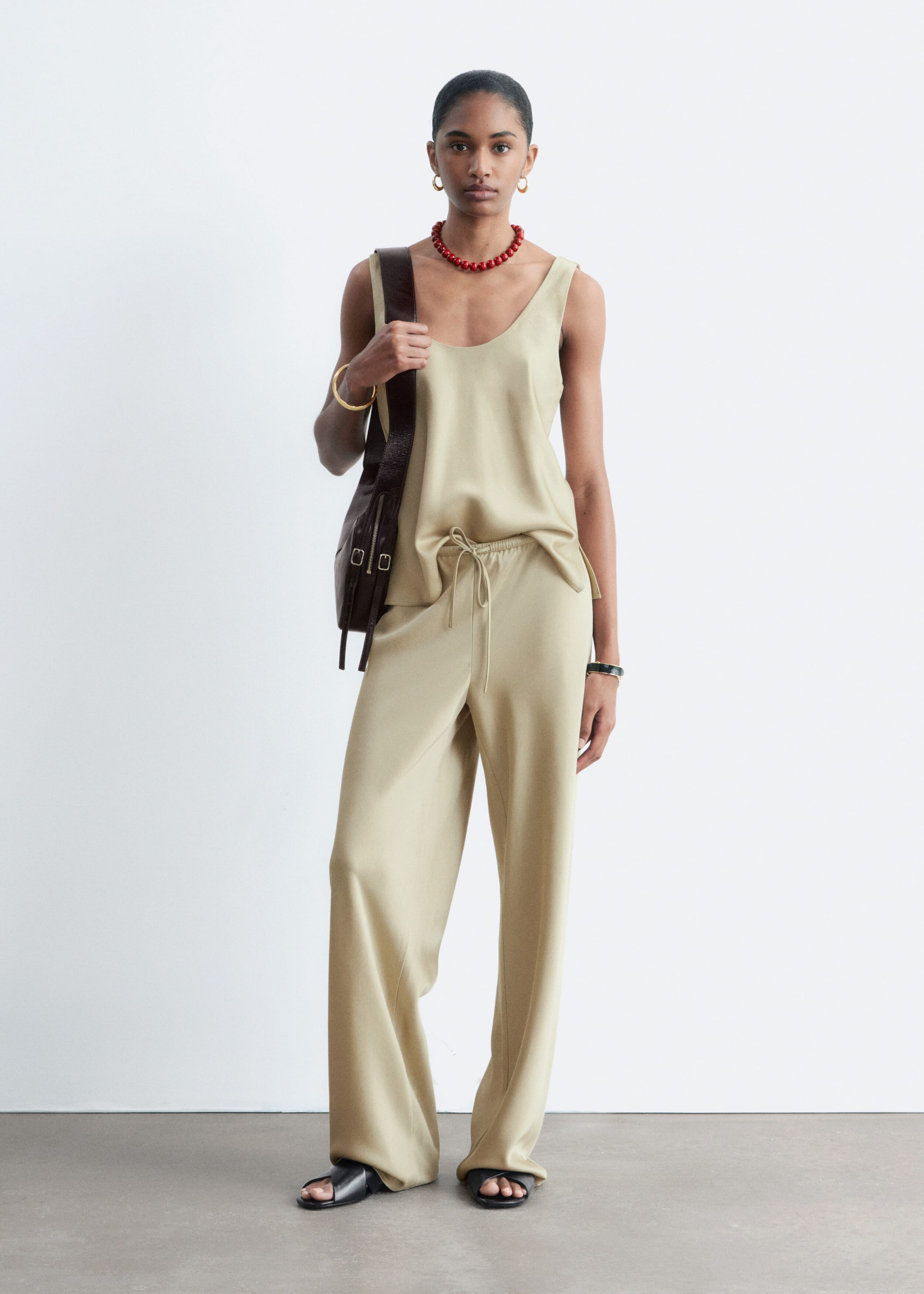 Image of Pantalon en sergé à cordon de serrage