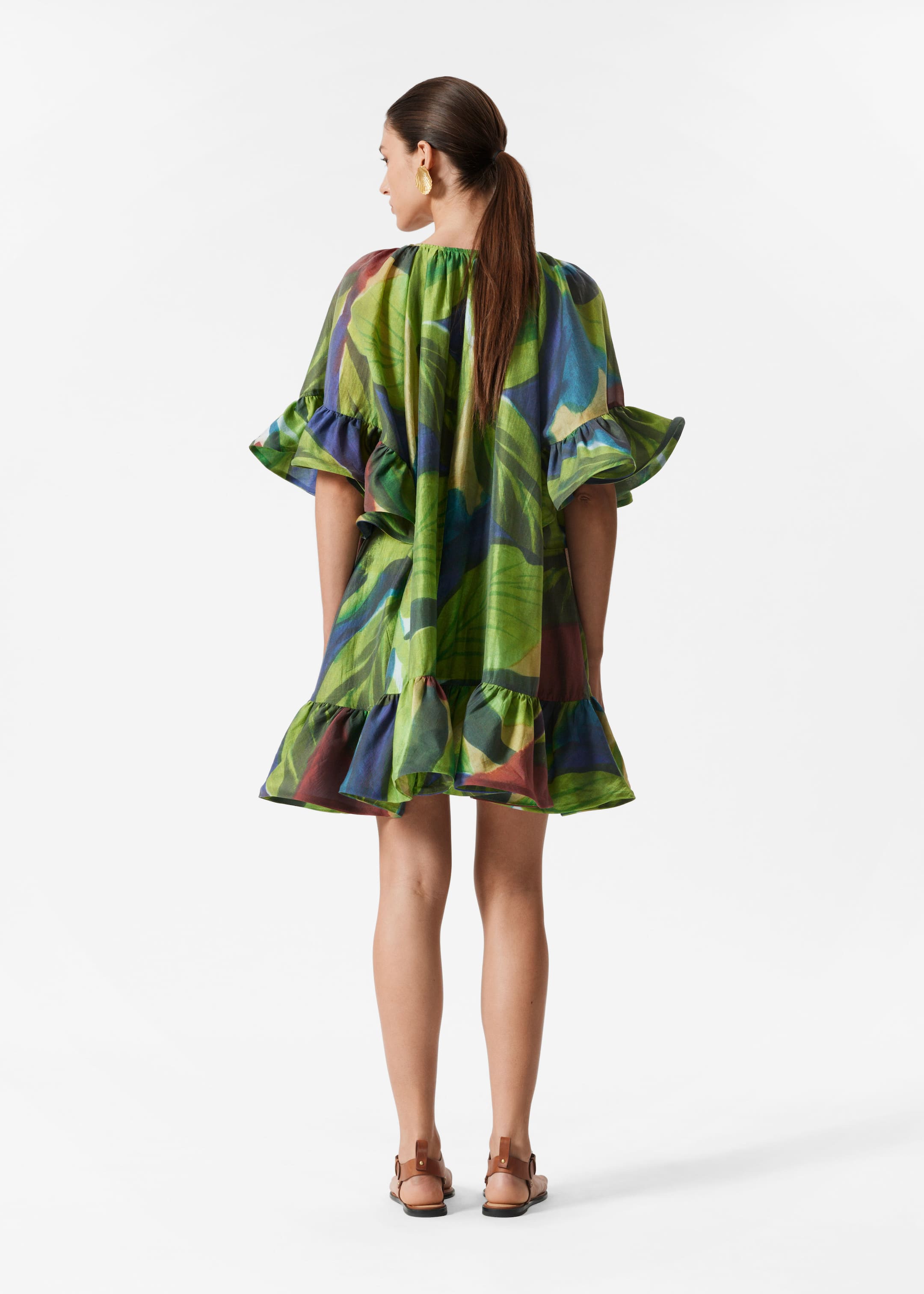 Zobraziť väčší obrázok: Mini šaty s volánmi - Zelená potlač - ŽENY | H&M SK 4
