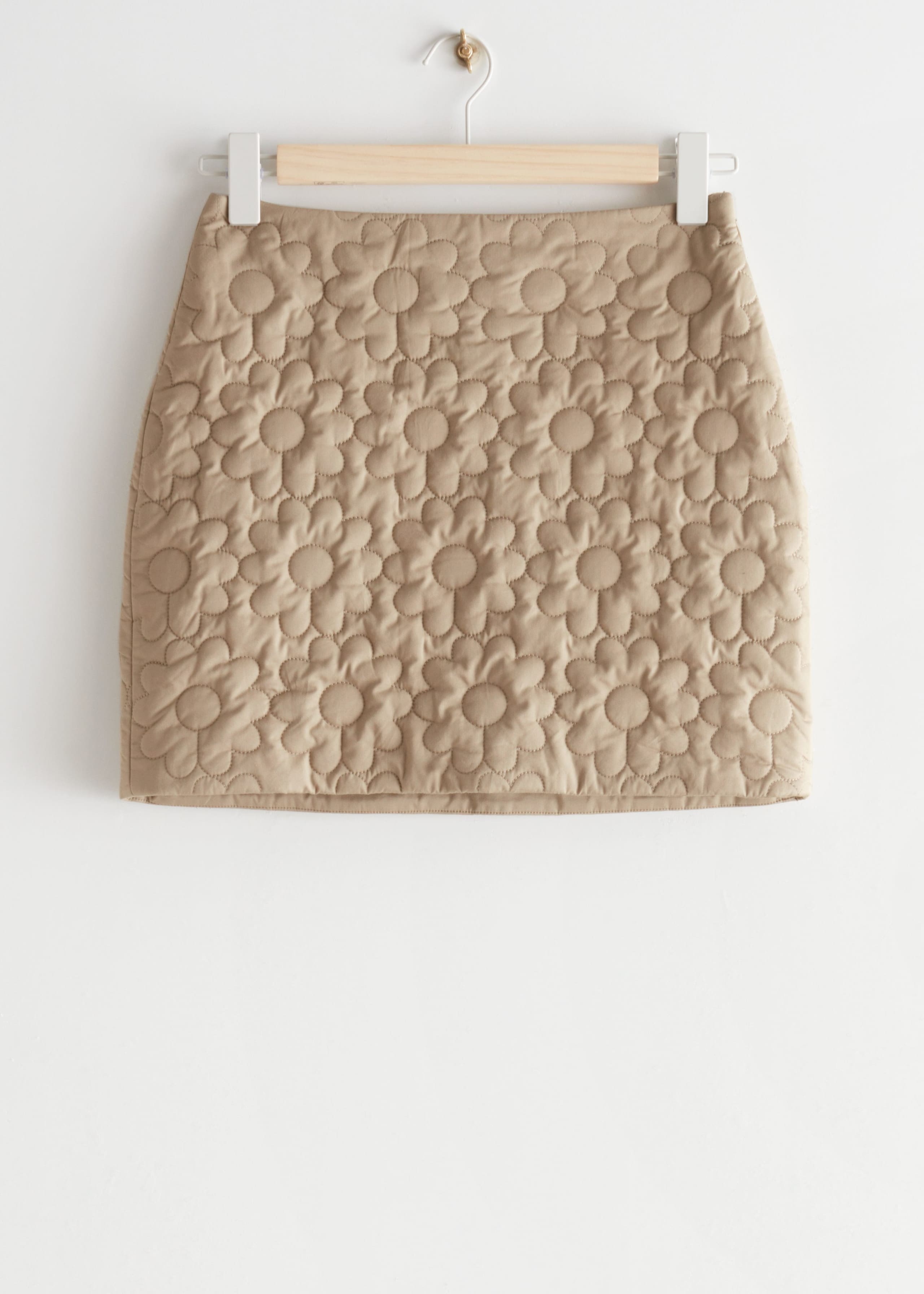 Quilted Floral Mini Skirt - Beige - Natura morta