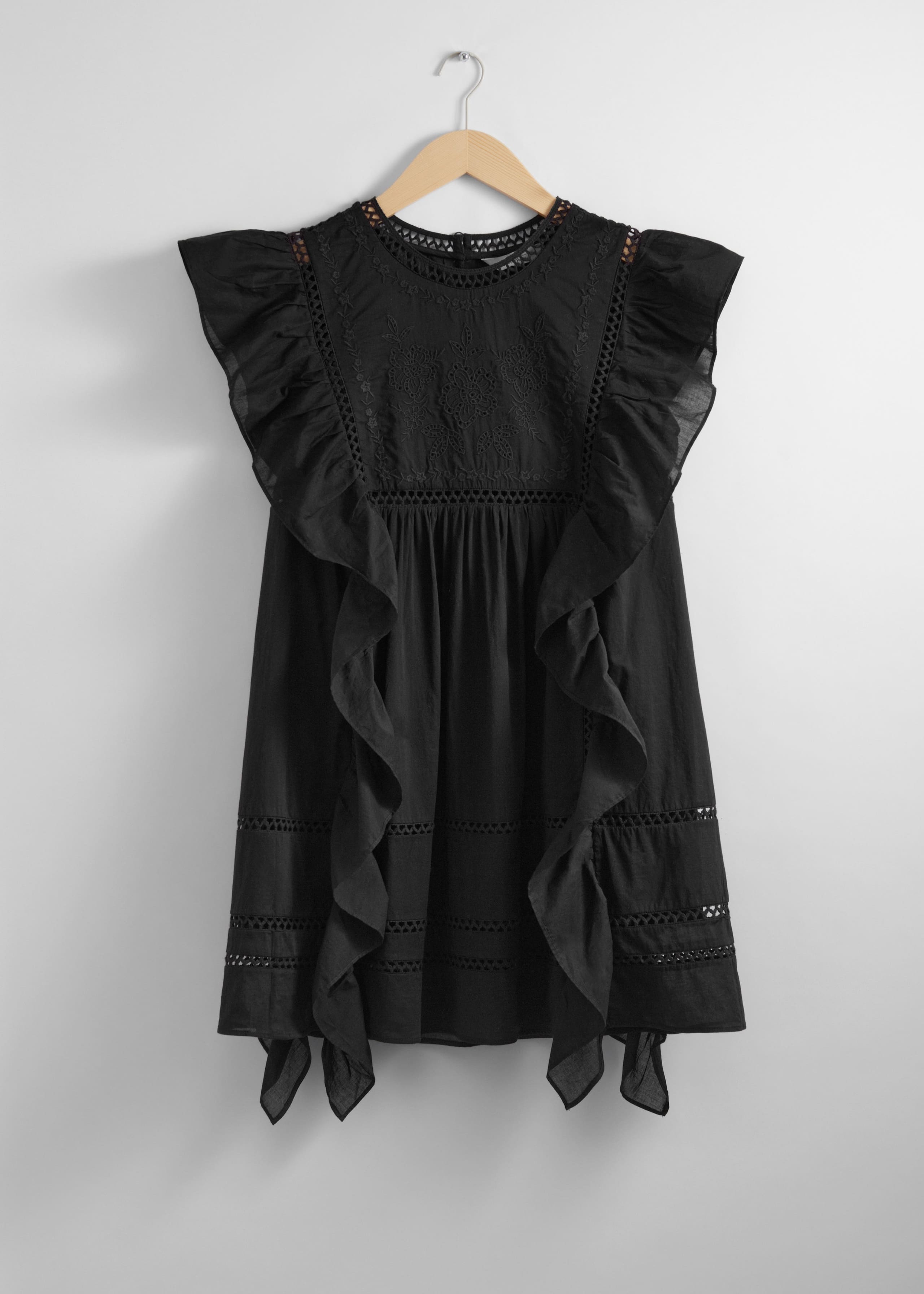 Embroidered Ruffle Mini Dress - White - Still Life