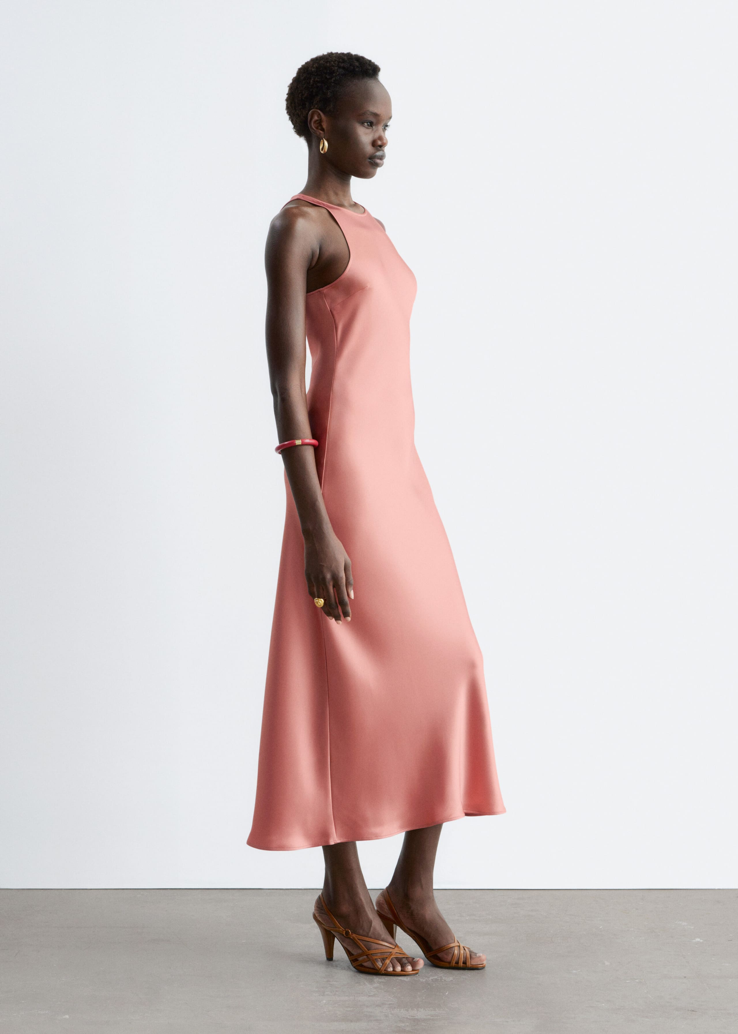 Image of Sleeveless Satin Midi Dress