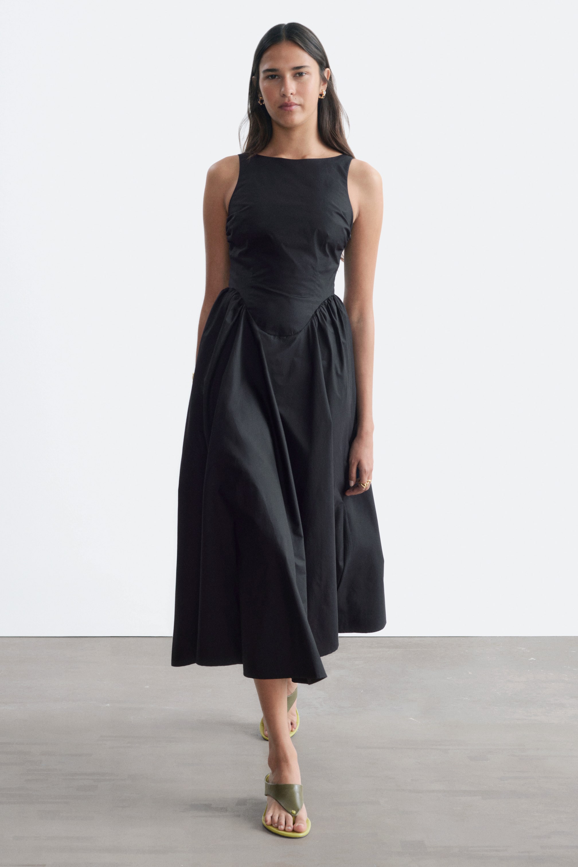 Se større billede: Tie-Back Midi Dress - Black - DAME | H&M DK 1