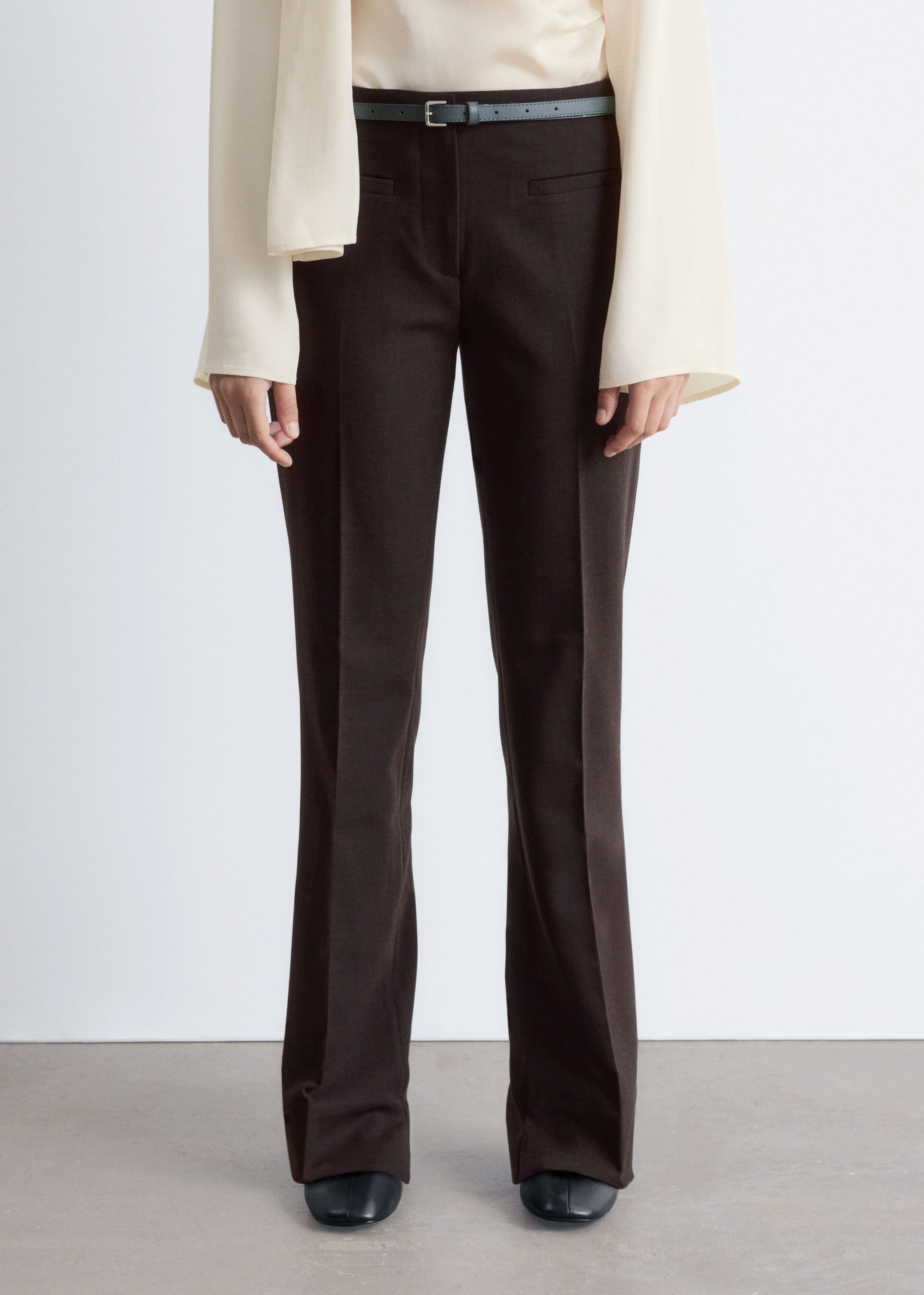 Pantalon habillé à plis marqués - Marron Clair - Lookbook