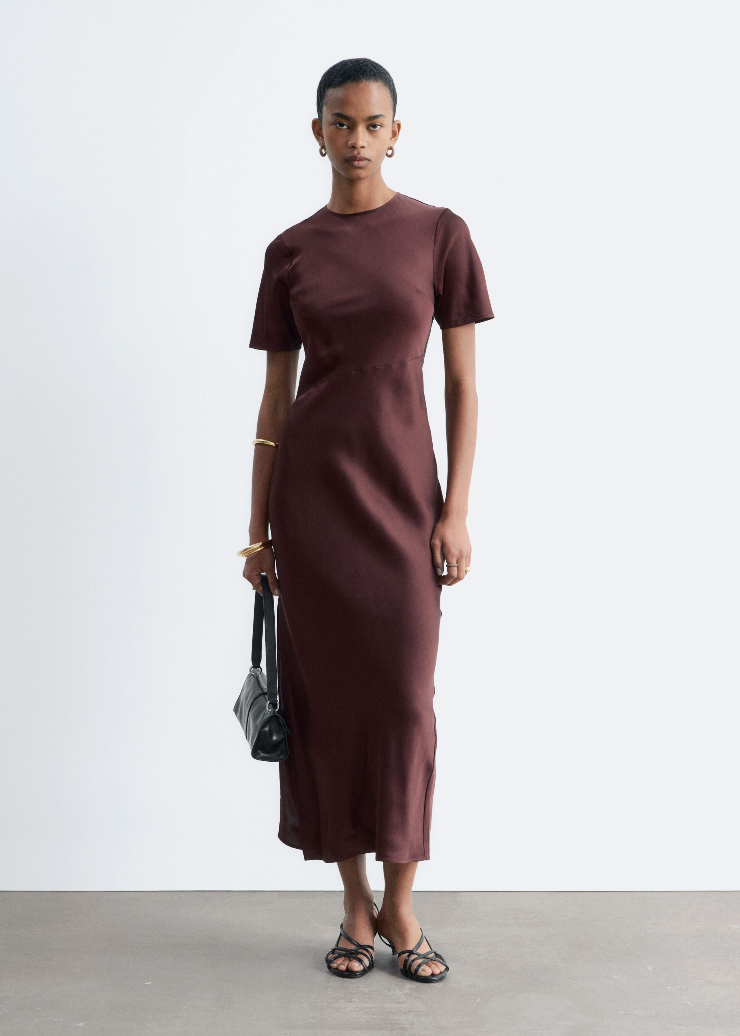 Viskose-Maxikleid mit Paisleymuster - Dunkelbraun - Lookbook