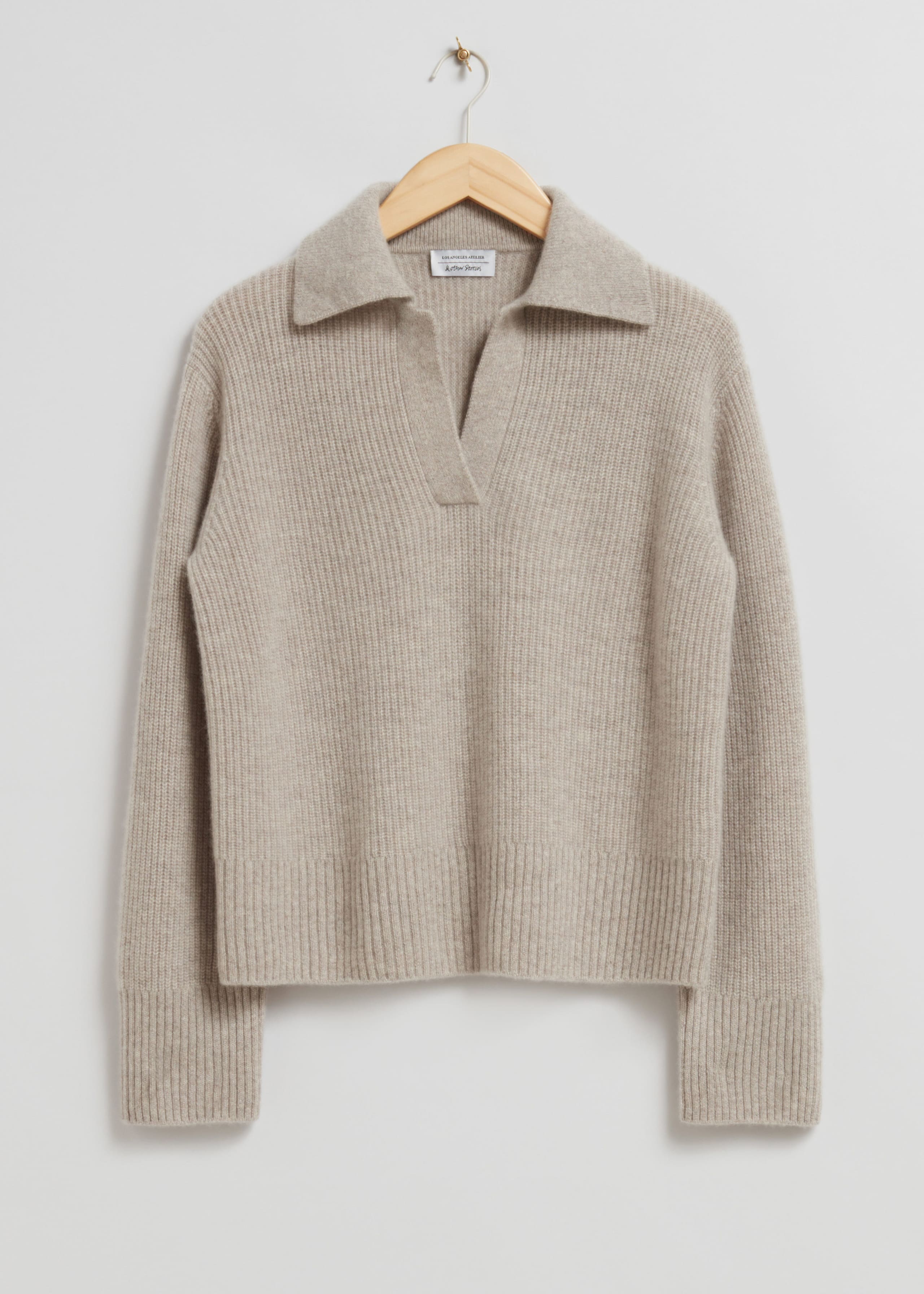 Maglione in cashmere con colletto - Crema - Natura morta