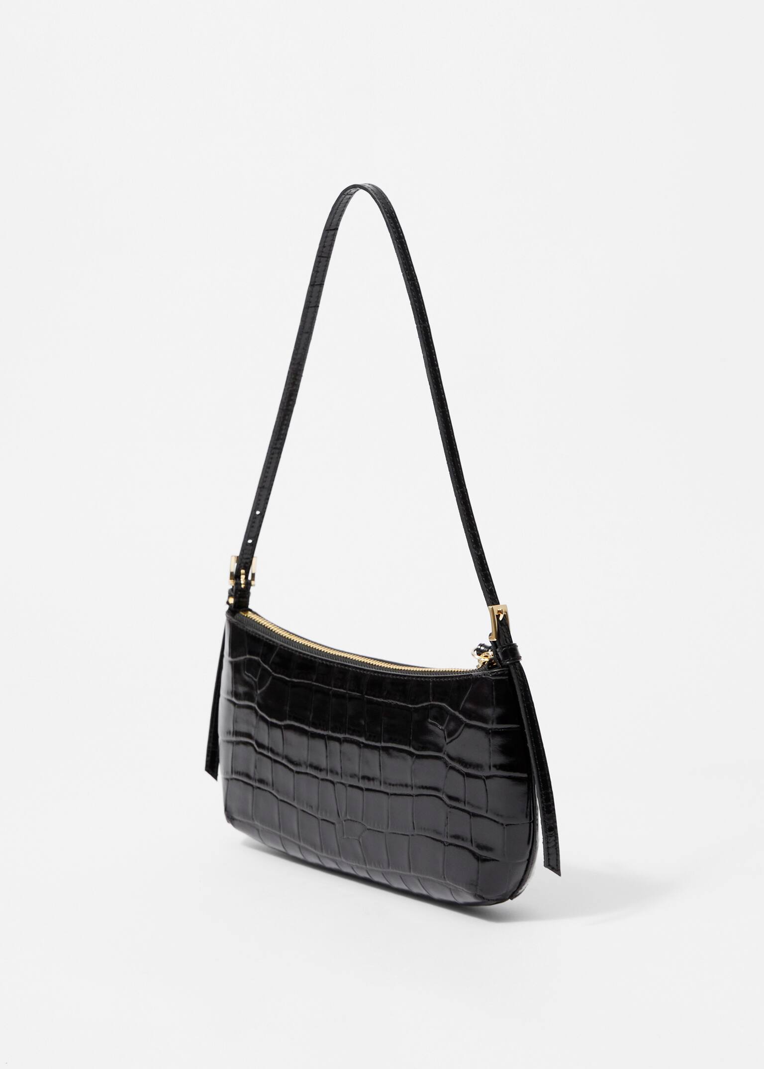 Petit Leather Shoulder Bag - Black croco - 2