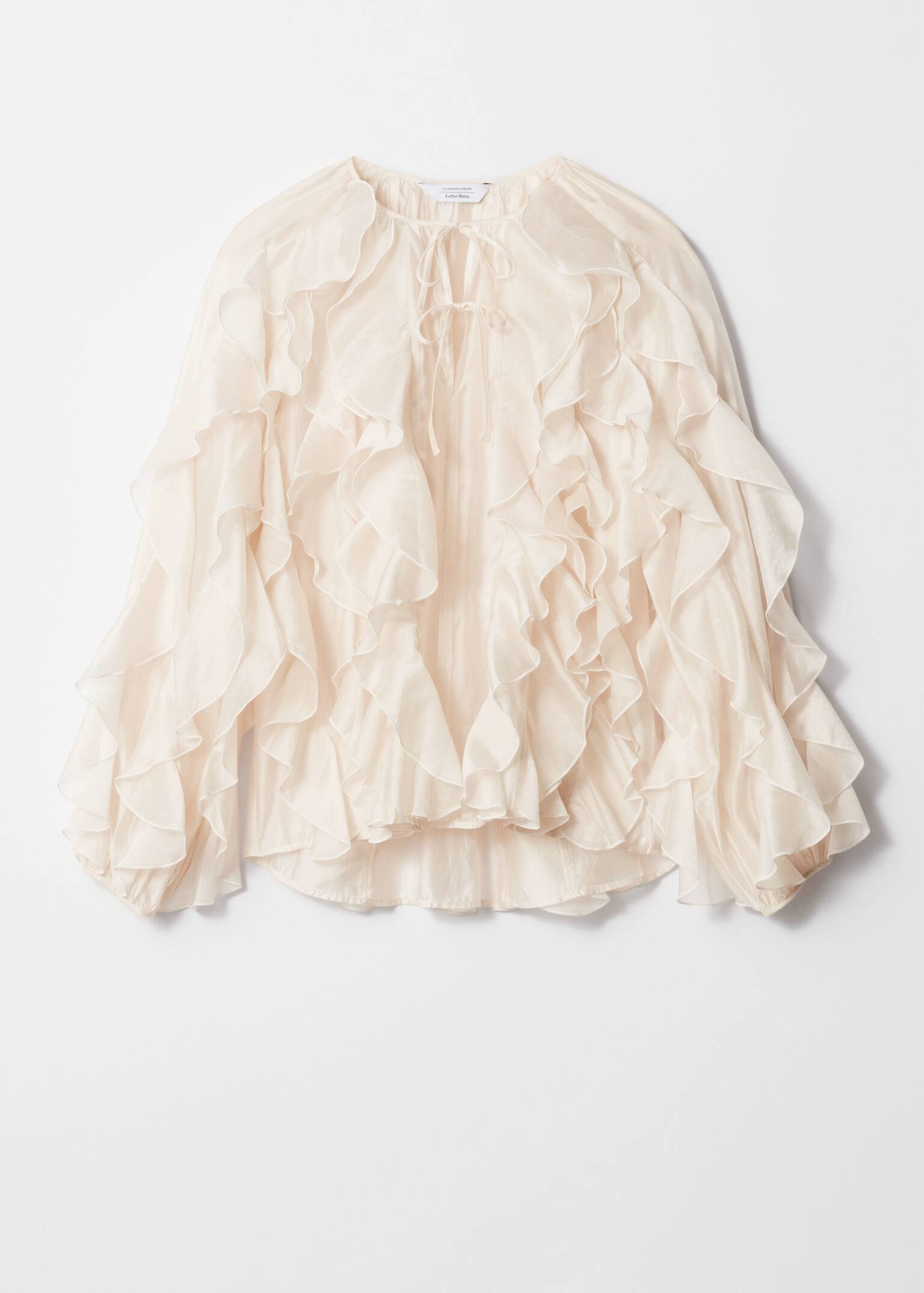 Blouse met gelaagde ruches - Crème