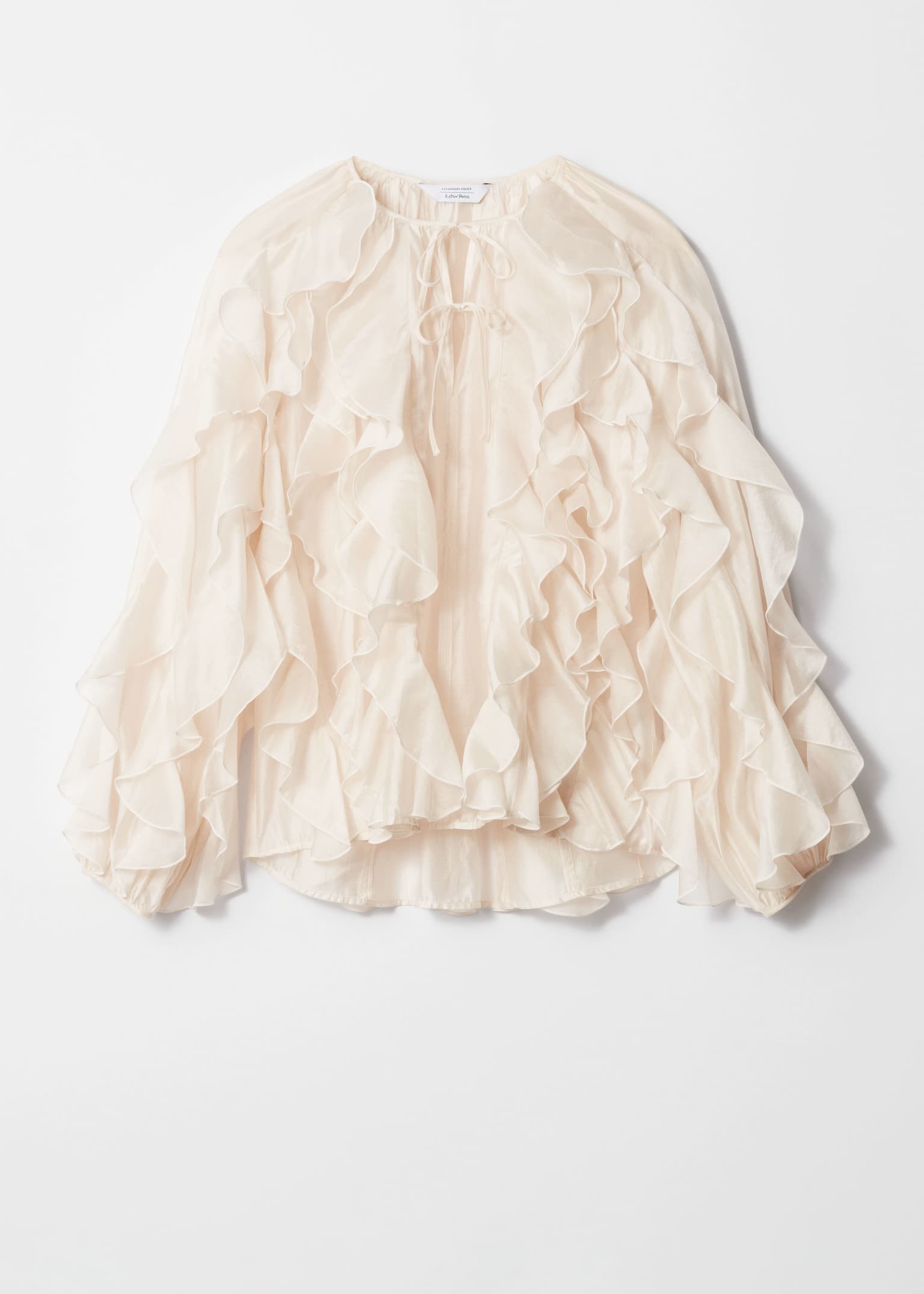 Bluse med gjennomgående volanger - Krem - 1