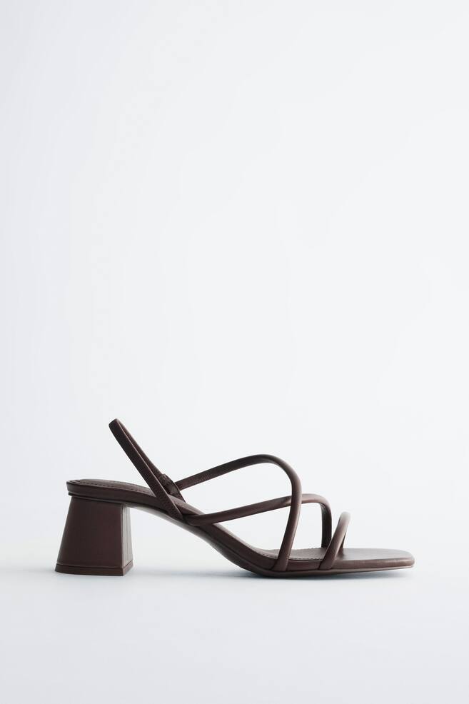 Sandales à talons épais et brides - Marron foncé/Beige/Beige - 1
