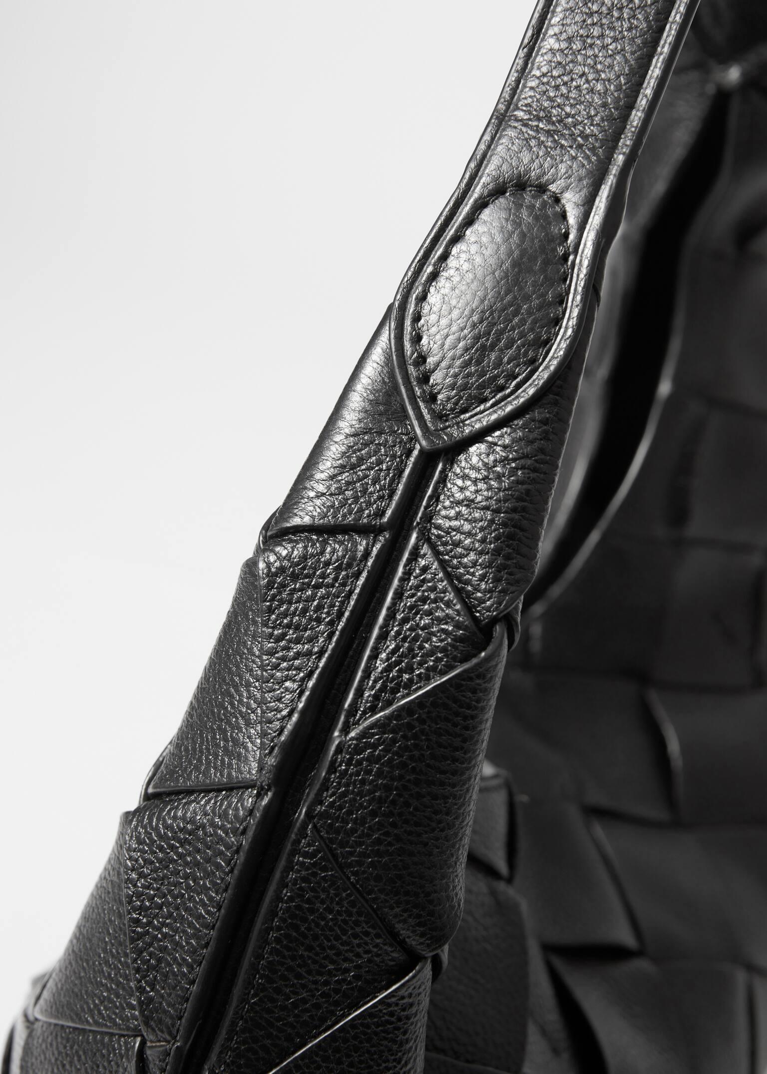 Pleciona skórzana torba - Czarny - 4