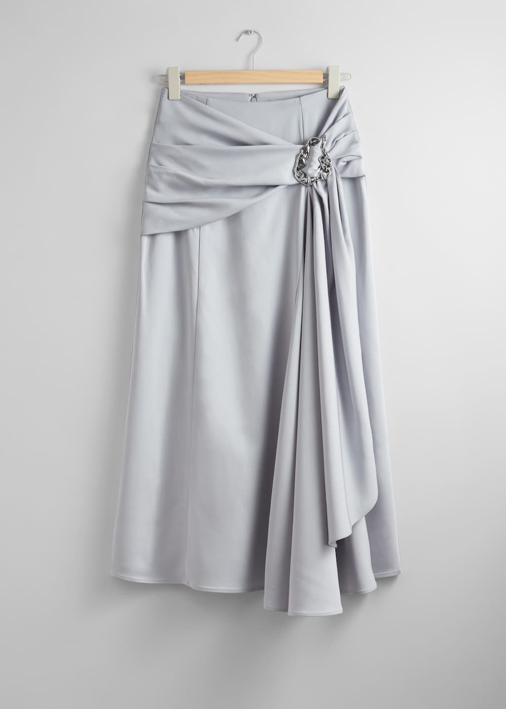 Falda midi drapeada - Gris claro - Bodegón