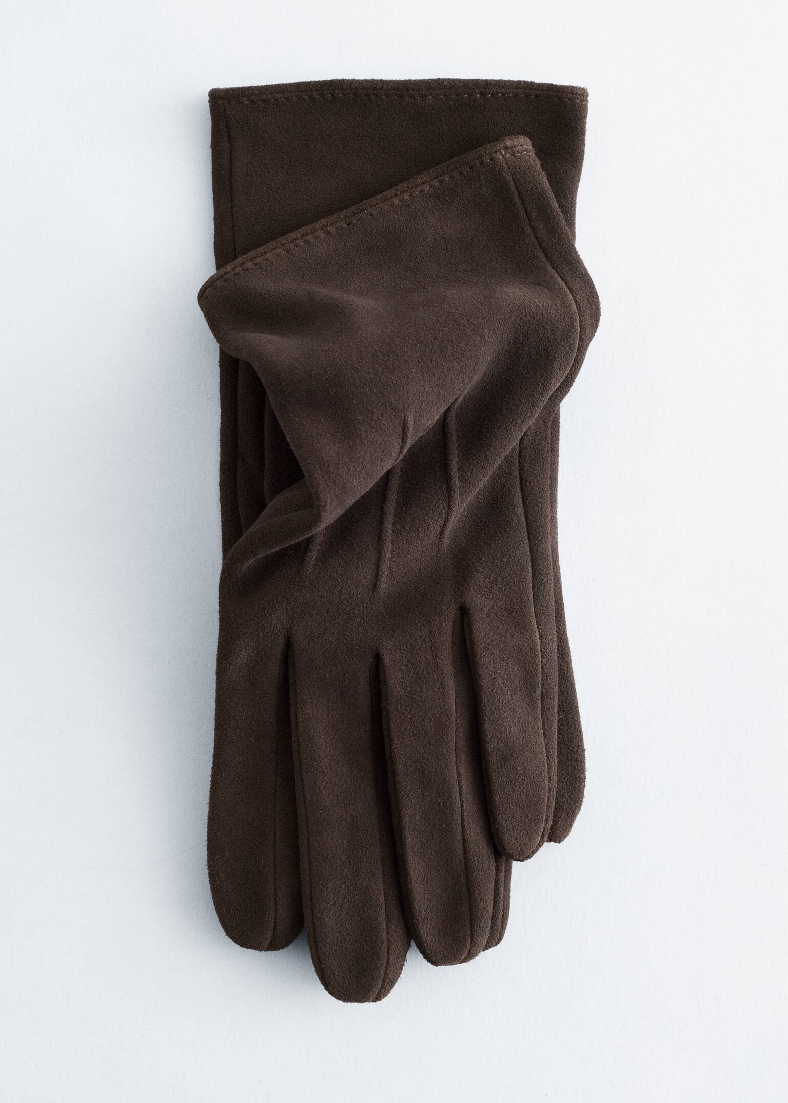 Handschuhe aus Veloursleder - Dunkelbraun - 2