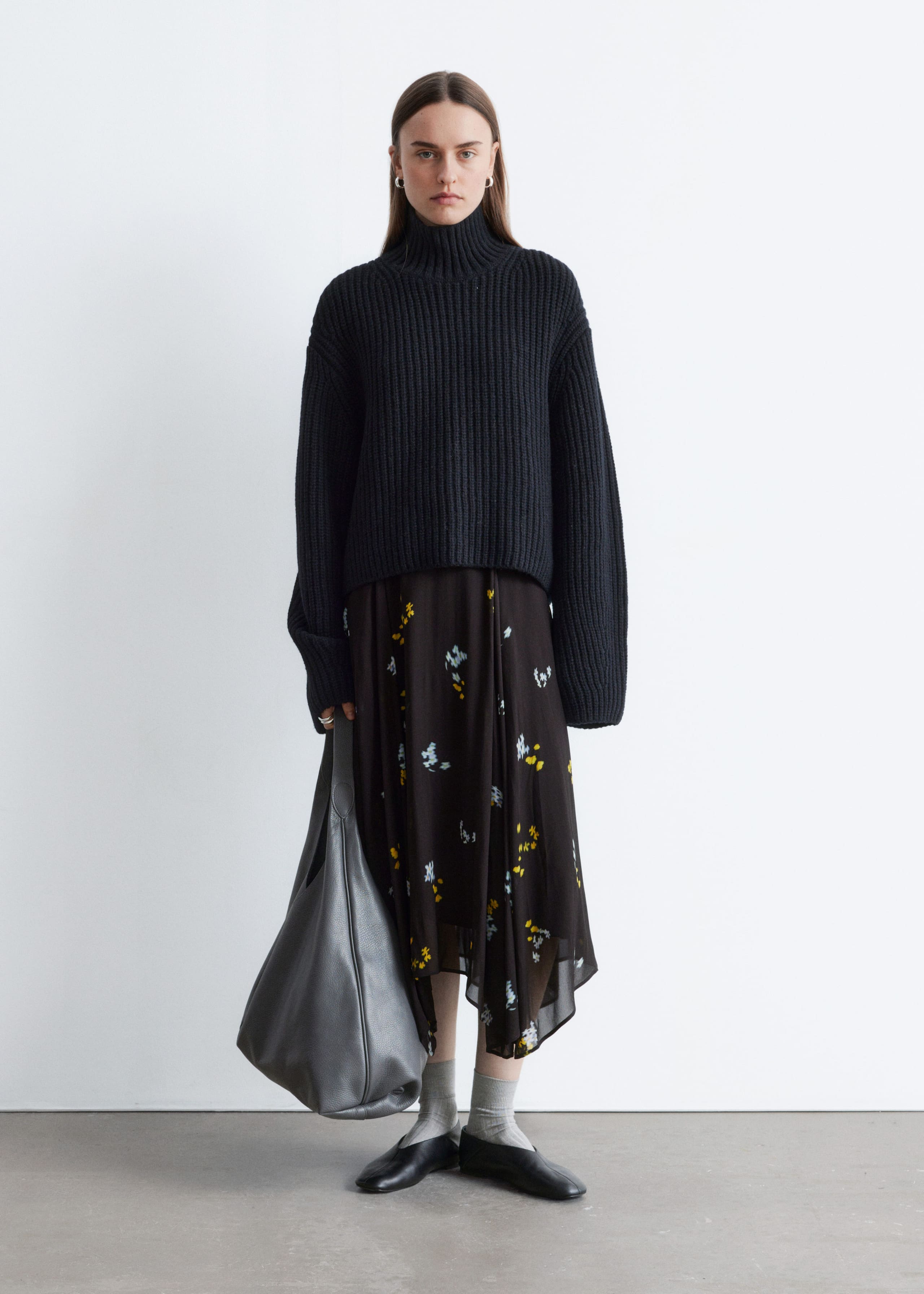 Image of Asymmetric Midi Skirt