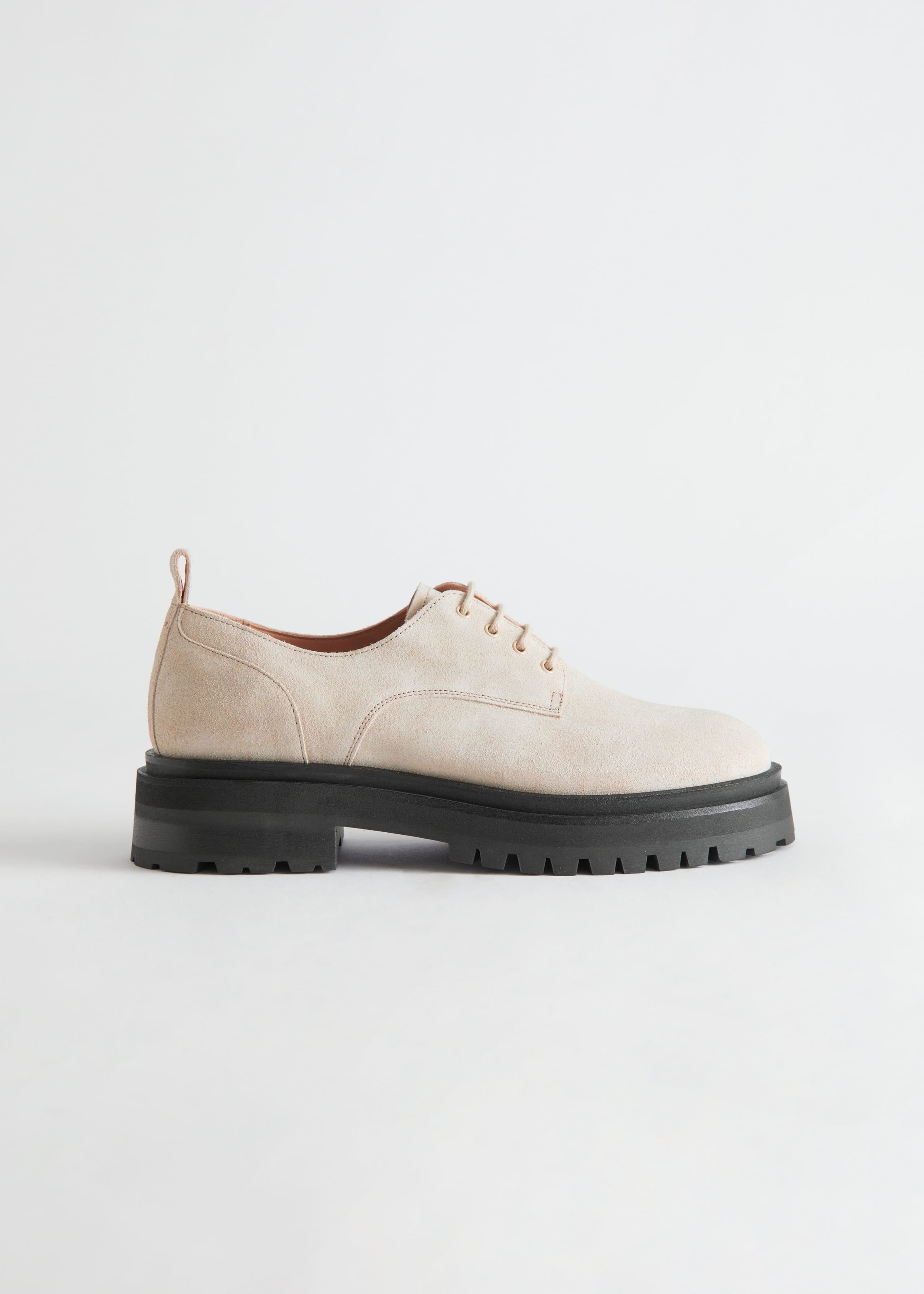 Chunky Suede Derby Shoes - Beige - Still Life