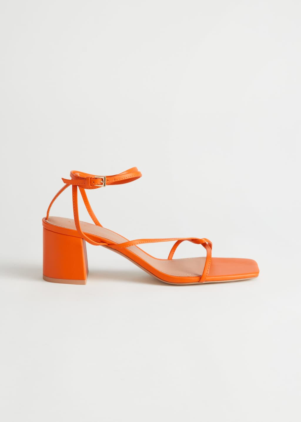 Sandales en cuir à talons et lanières - Orange - Still Life