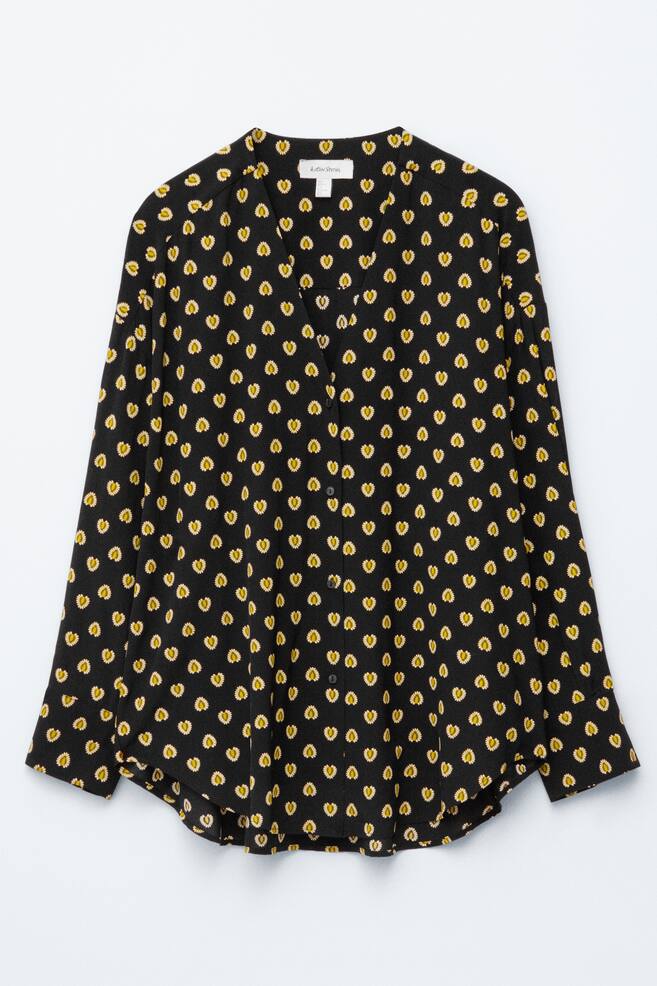 Blouse oversize imprimée à col en V - Motif noir/jaune - 1