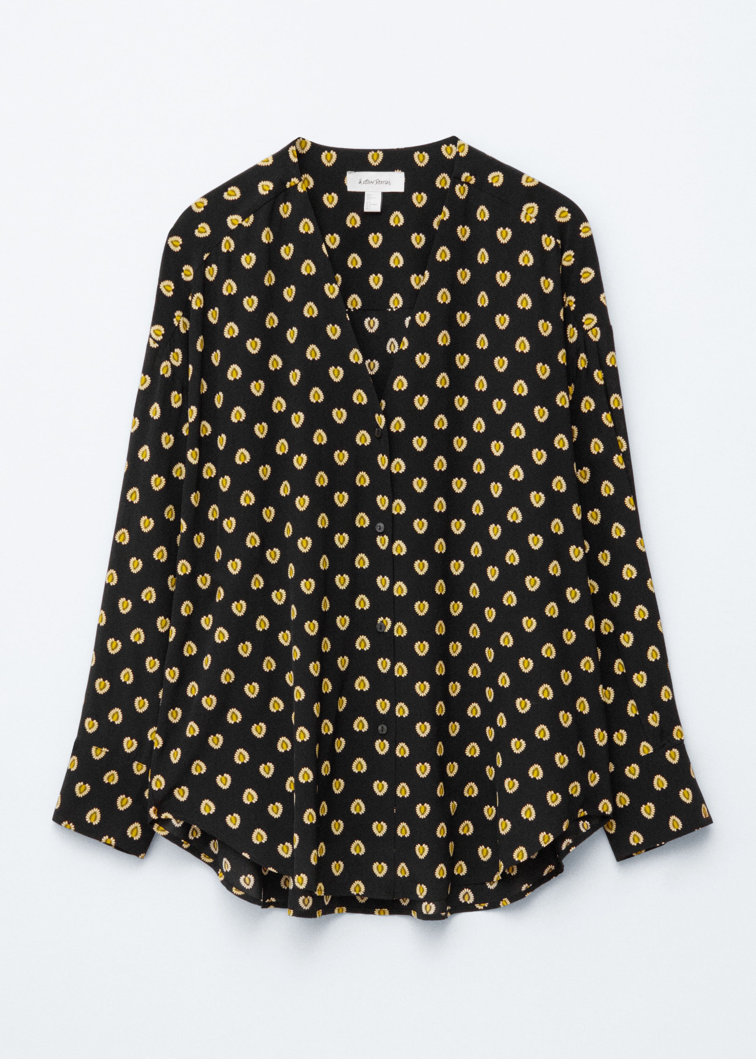 Image of Oversized Printed V-Neck Blouse