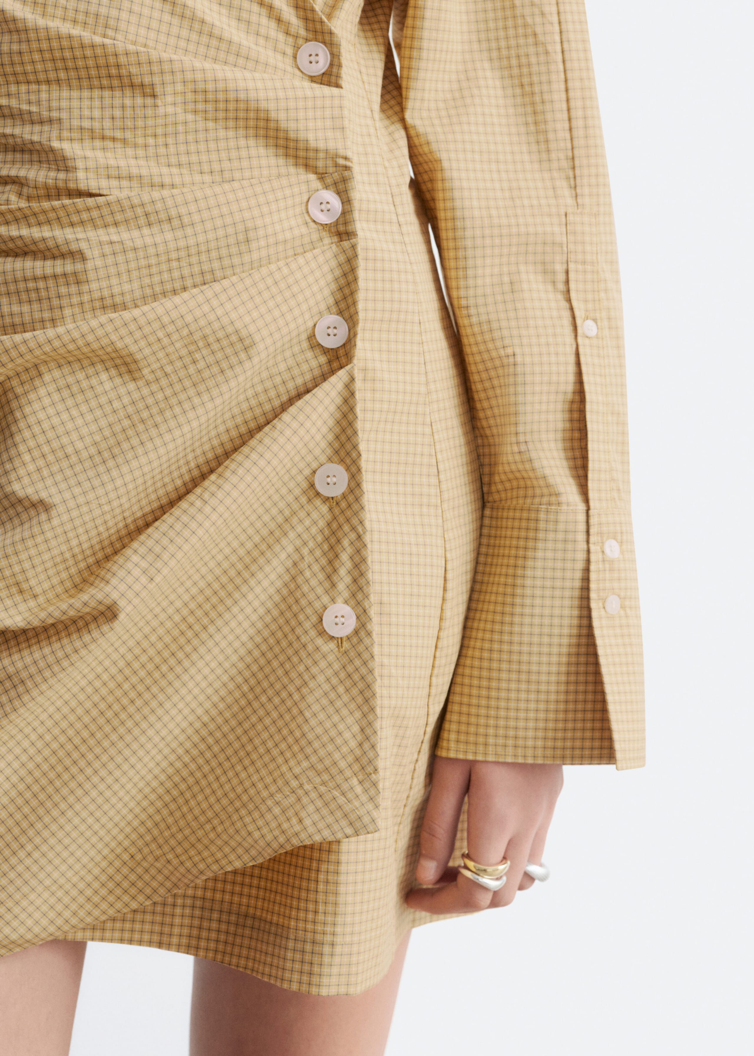 Wrap Shirt Mini Dress - Yellow/Checked - Still Life