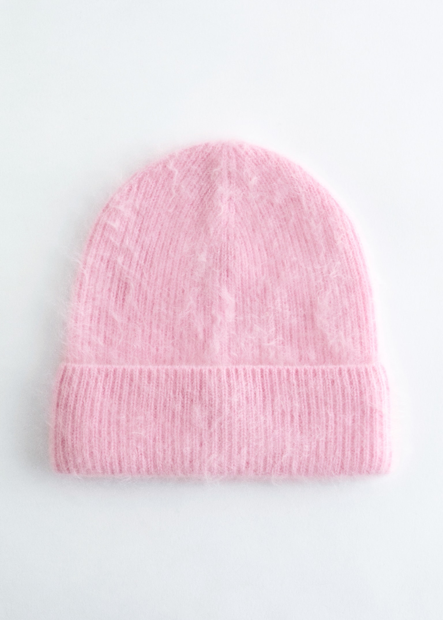 Brushed Cashmere Beanie - Light Pink/Cream