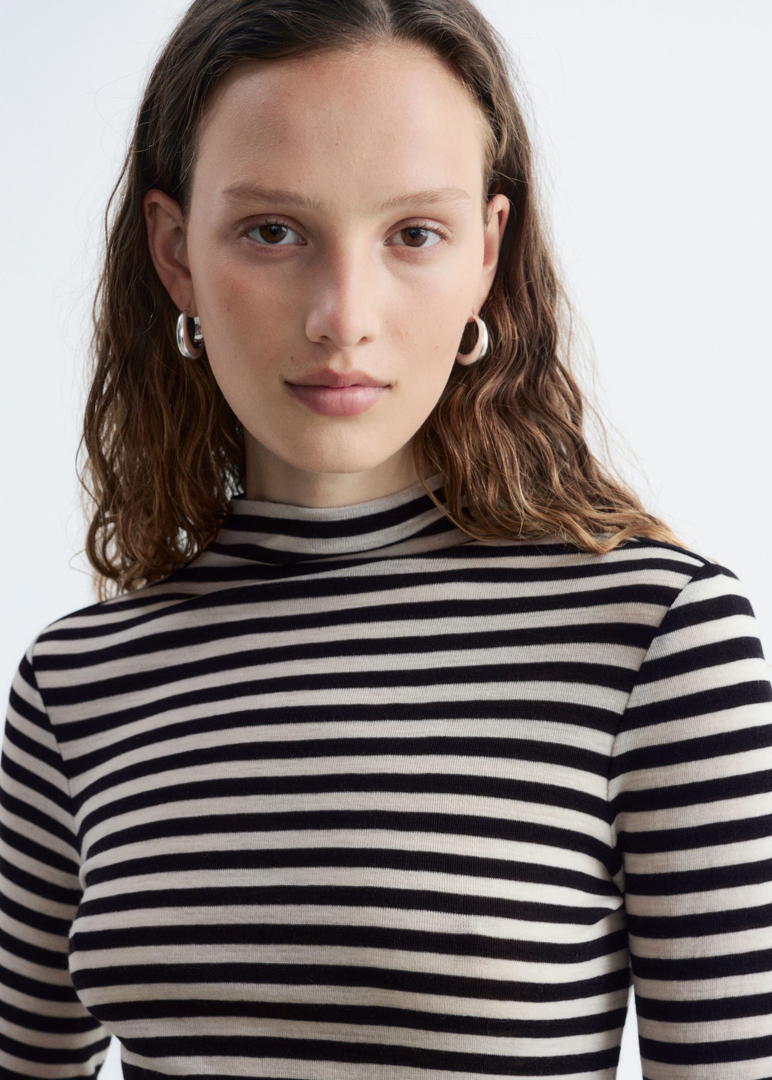 Wool Mock-Neck Top - White/Black - Lookbook