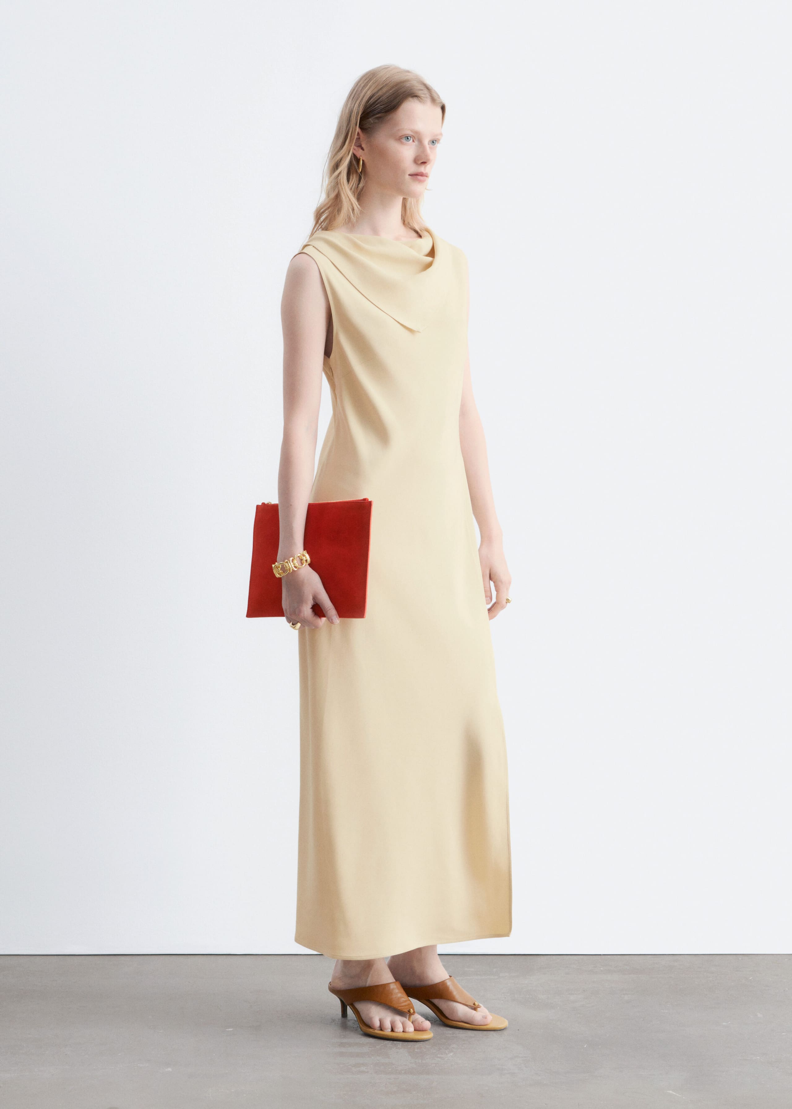 Scarf-Detail Midi Dress - Light Beige - Still Life