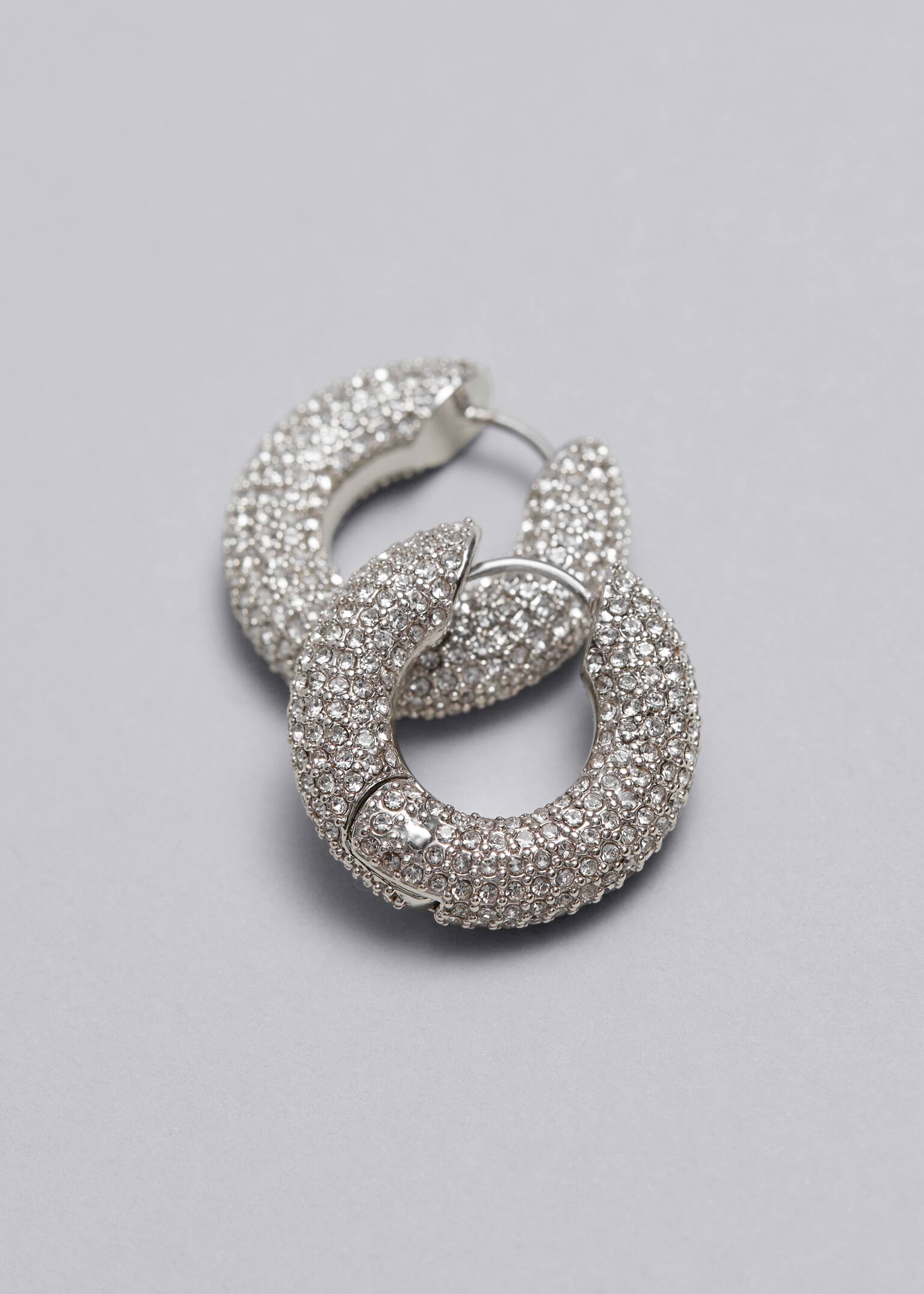 Crystal Hoop Earrings - Prateado/Dourado