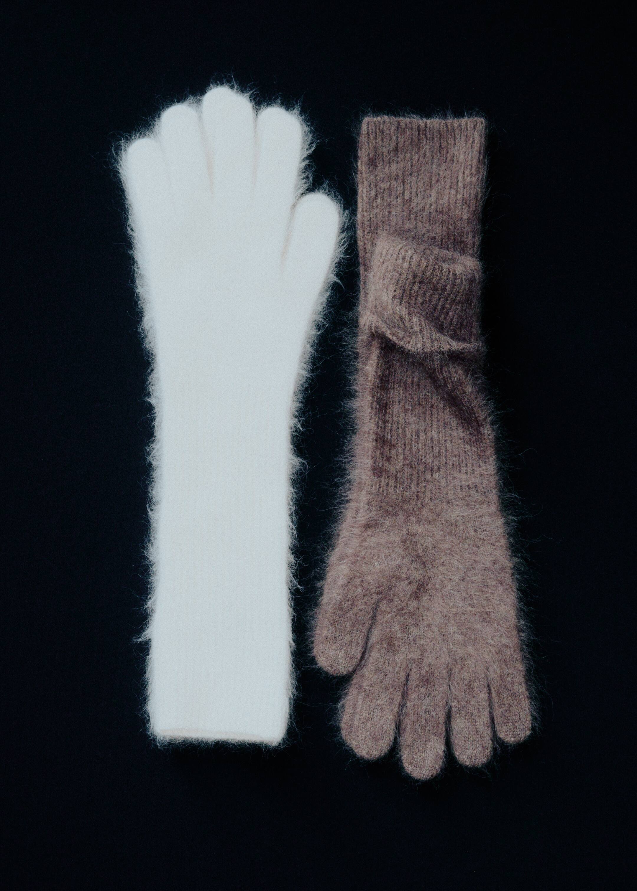 Zobacz większy obraz: Dzianinowe rękawiczki ze szczotkowanego kaszmiru - Ciemnobrązowy - ONA | H&M PL 3