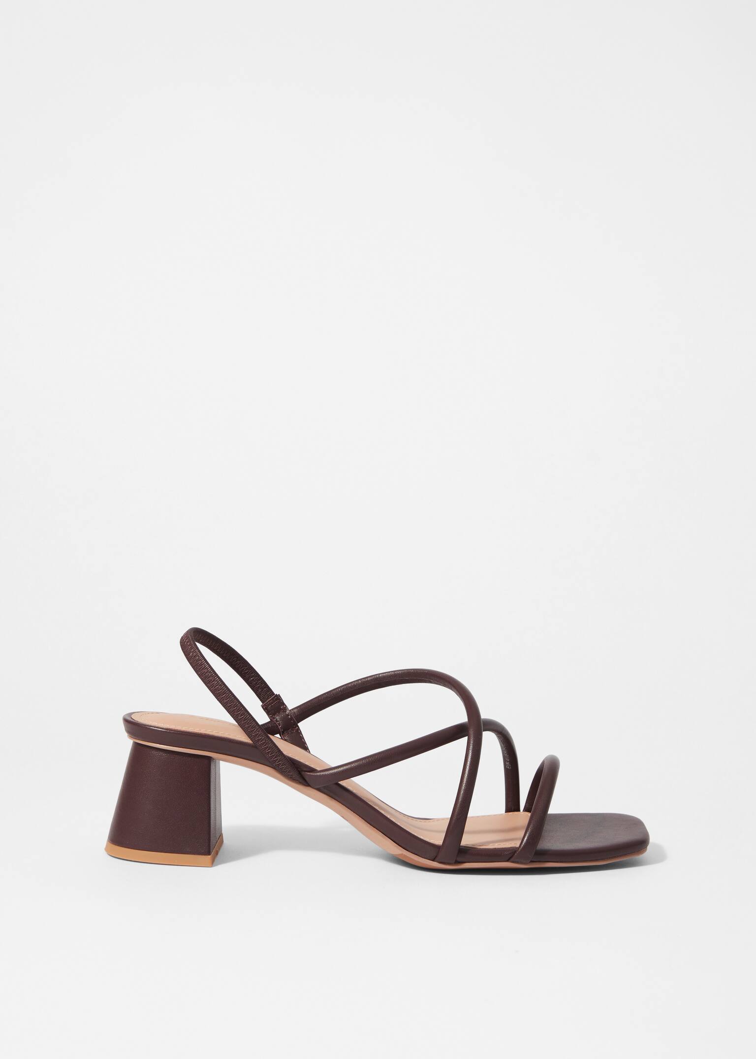 Strappy Block Heel Sandals - Burgundy - 2
