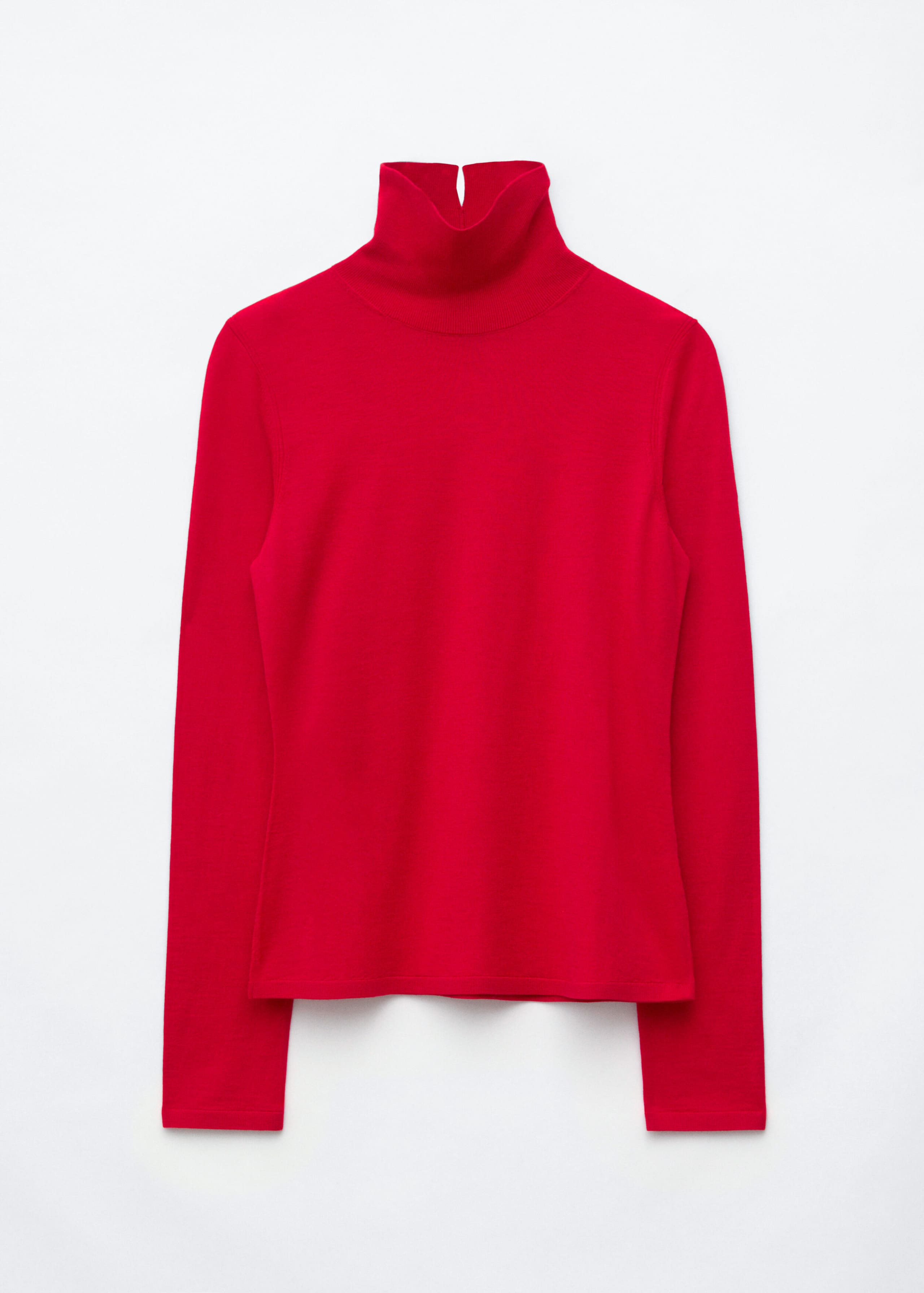 Merino Wool Polo Neck Top - Red - Still Life