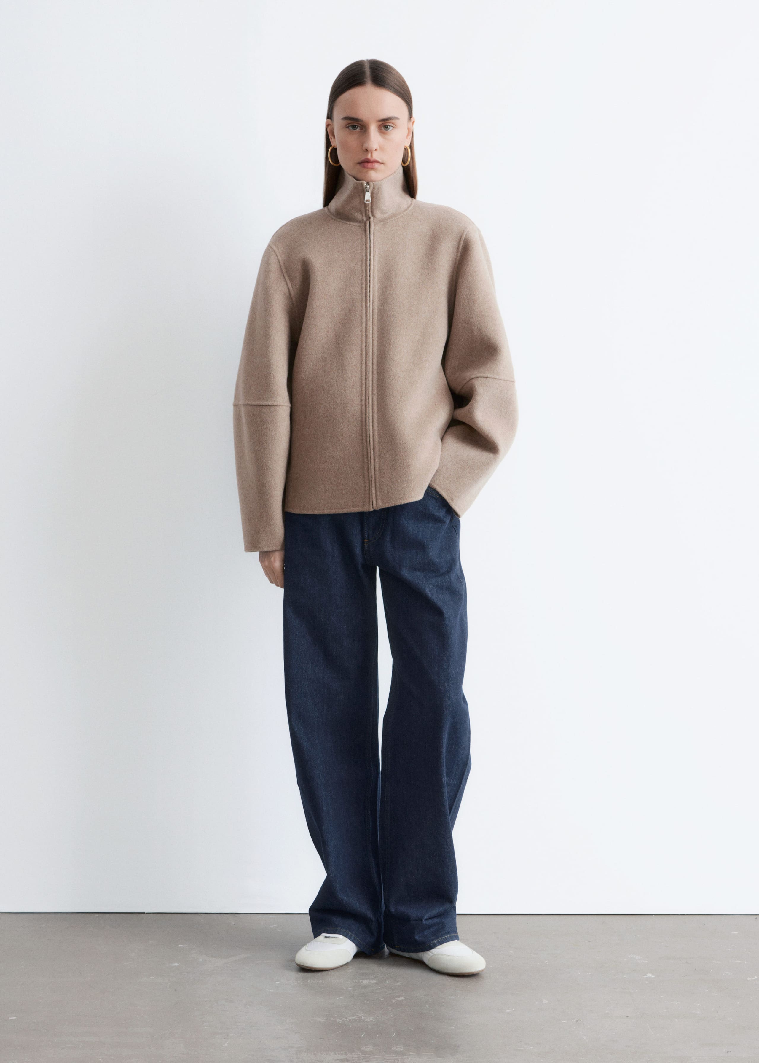 Image of Zip-Up Wool Jacket