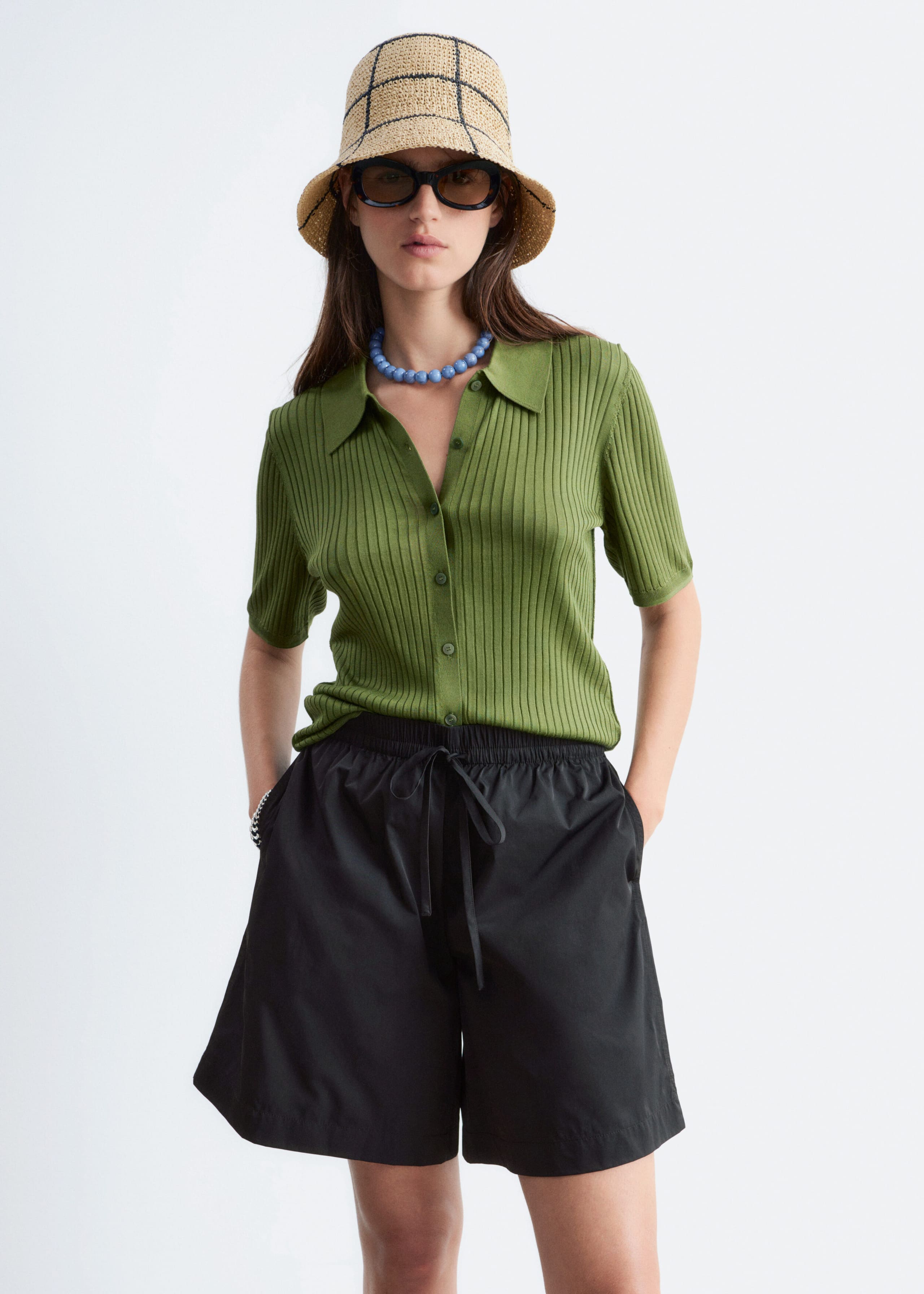 Image of Drawstring Knee-Length Shorts