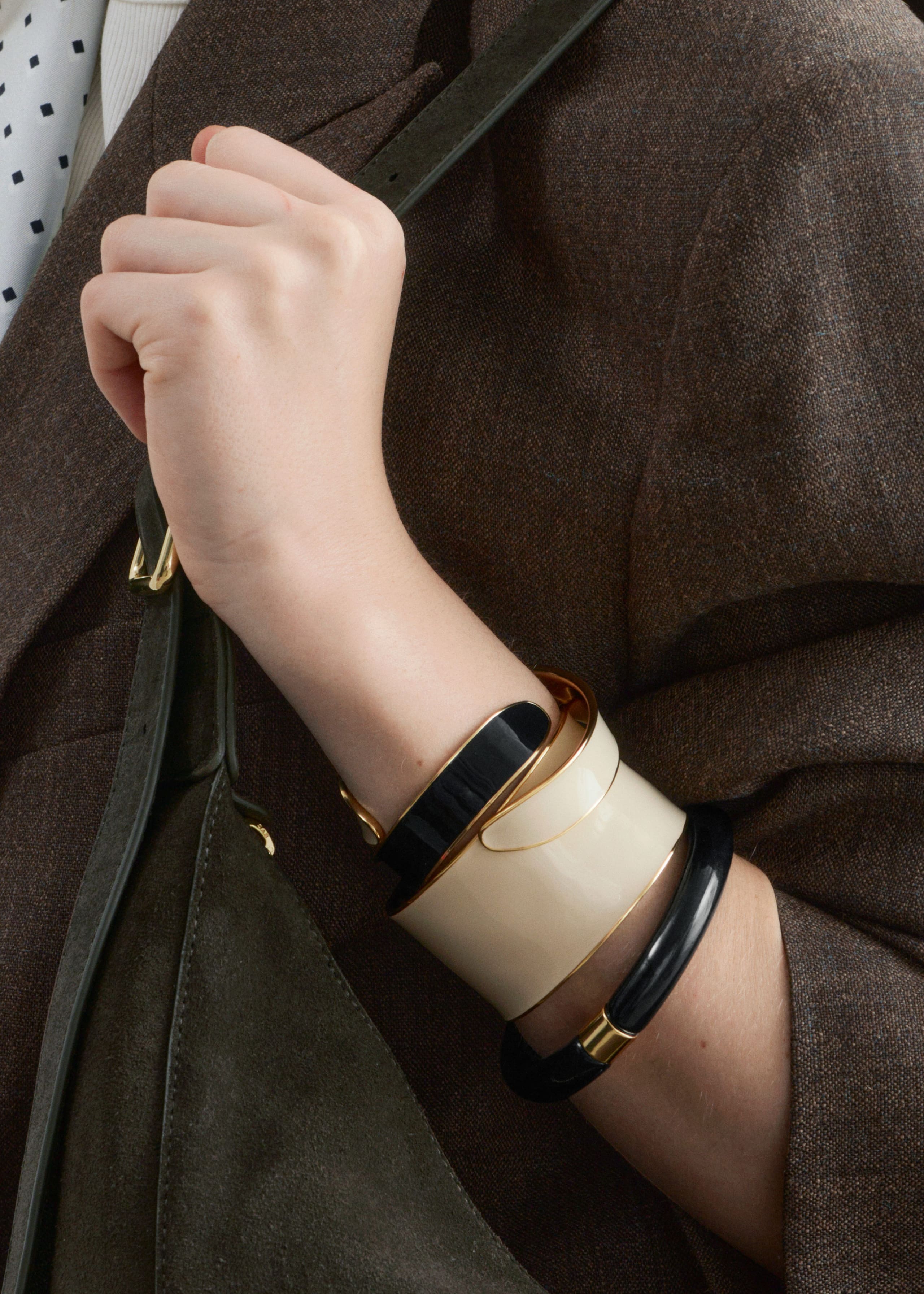 Two-Tone Cuff Bracelet - Black/Gold - Lookbook