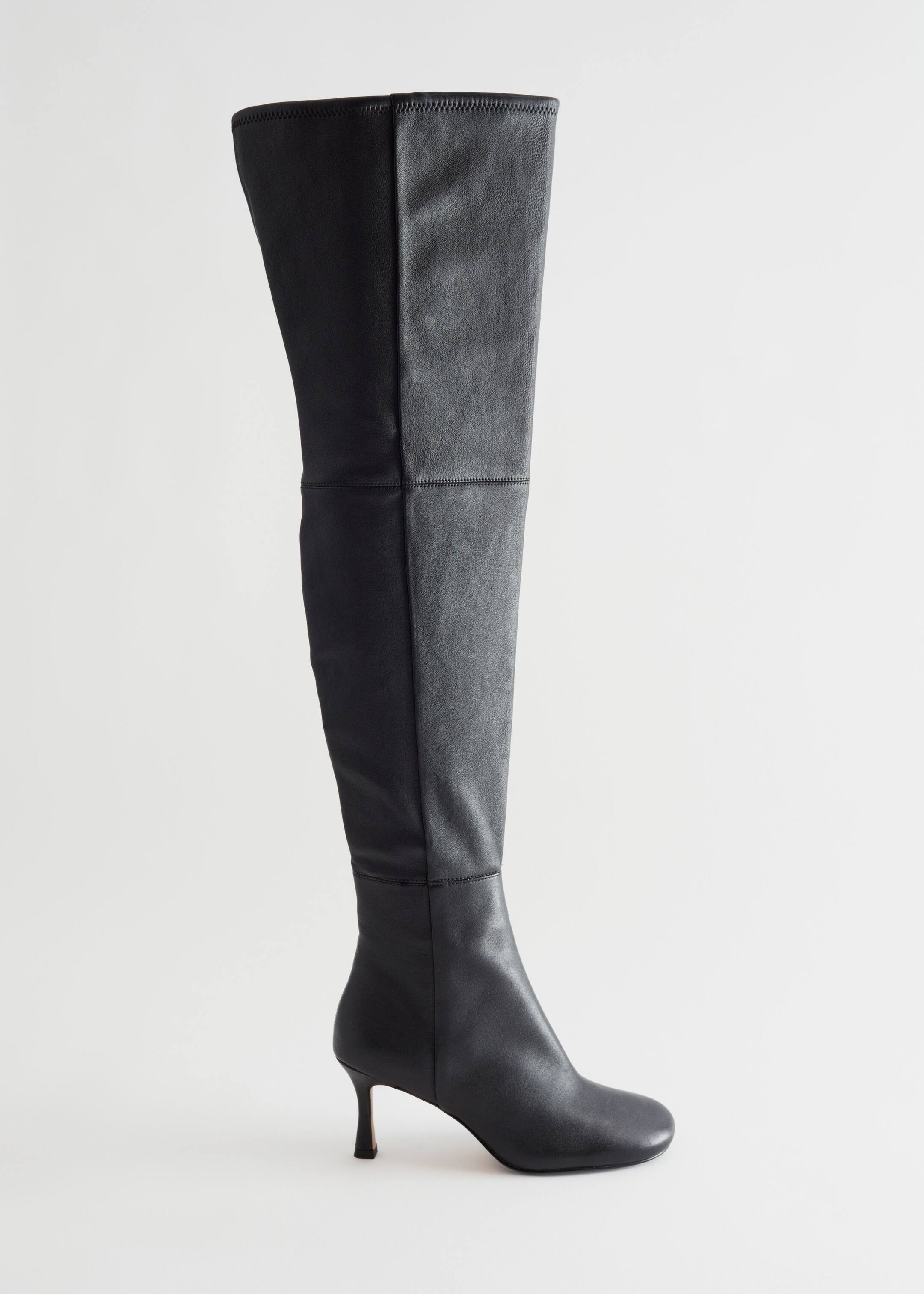 Ingrandisci l'immagine: Over Knee Leather Boots - Black - DONNA | H&M CH 1